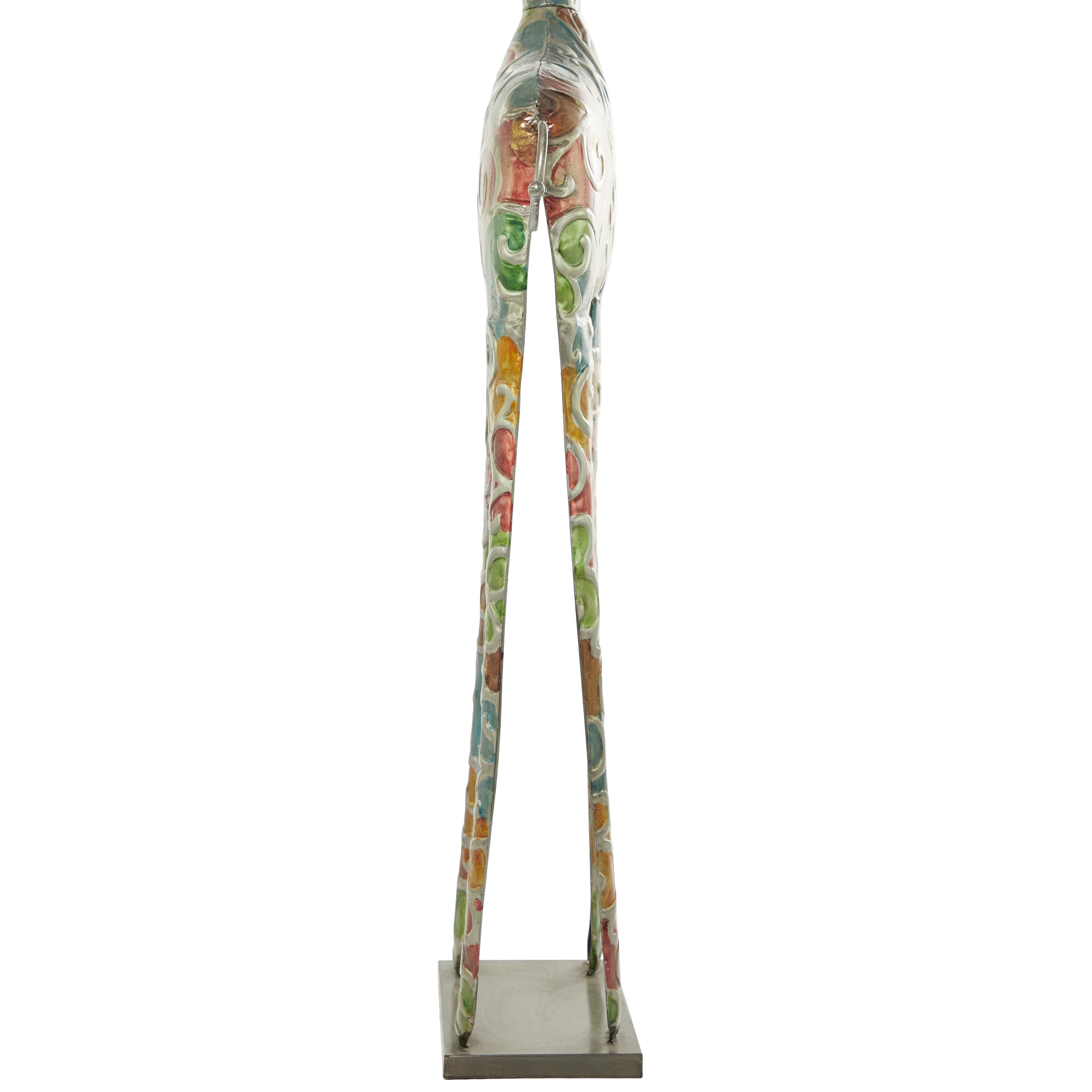 Extra Large Multicolor Metal Giraffe Sculpture with Embossed Detailing