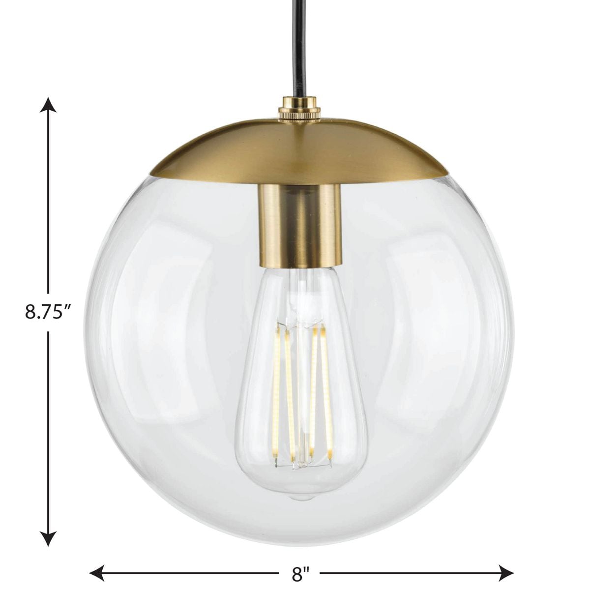 Atwell 8'' Brushed Bronze Clear Glass Globe Modern Pendant Light