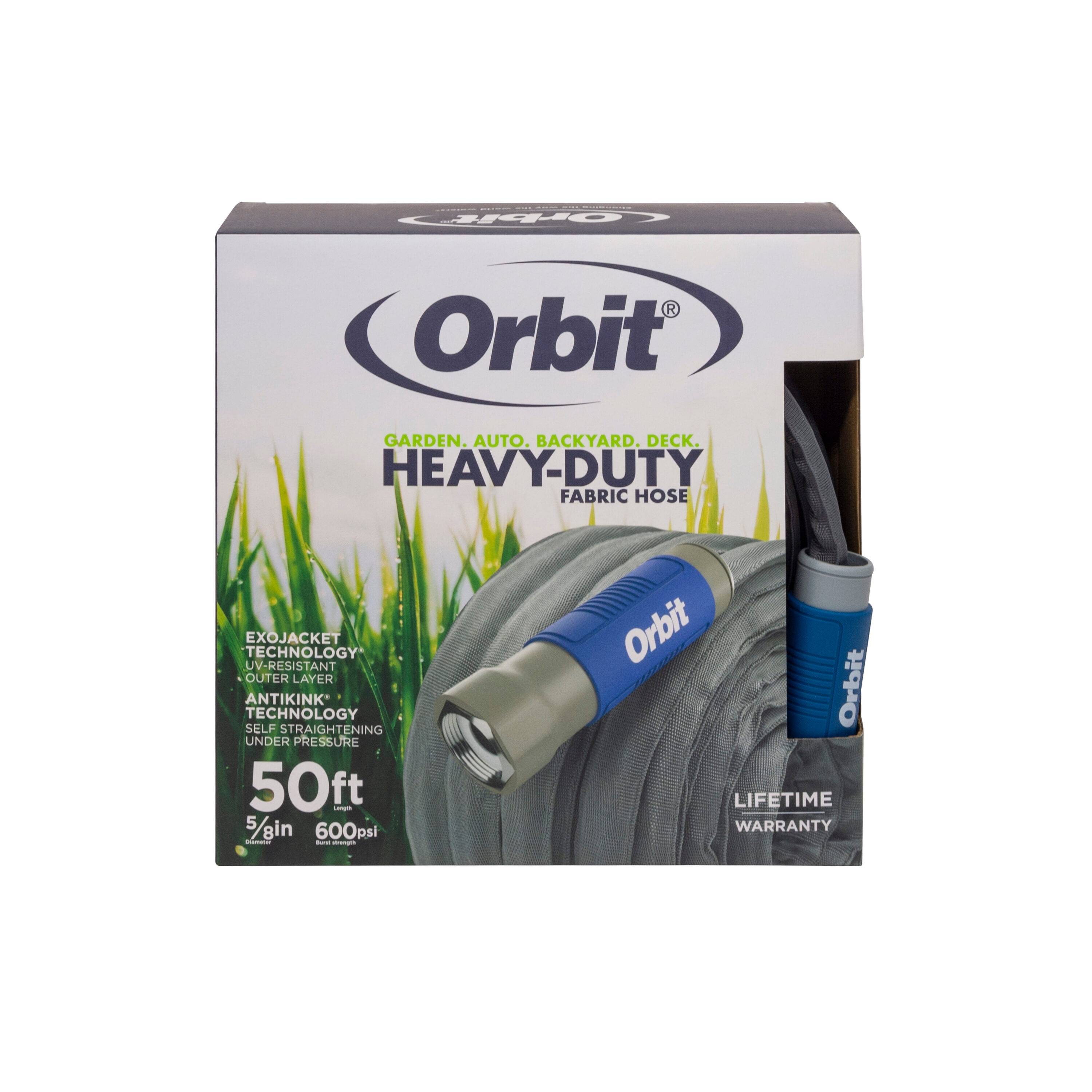 Orbit 33185 5/8-in x 50-ft Heavy -Duty Kink Free Hybrid polymer Gray Flat Hose