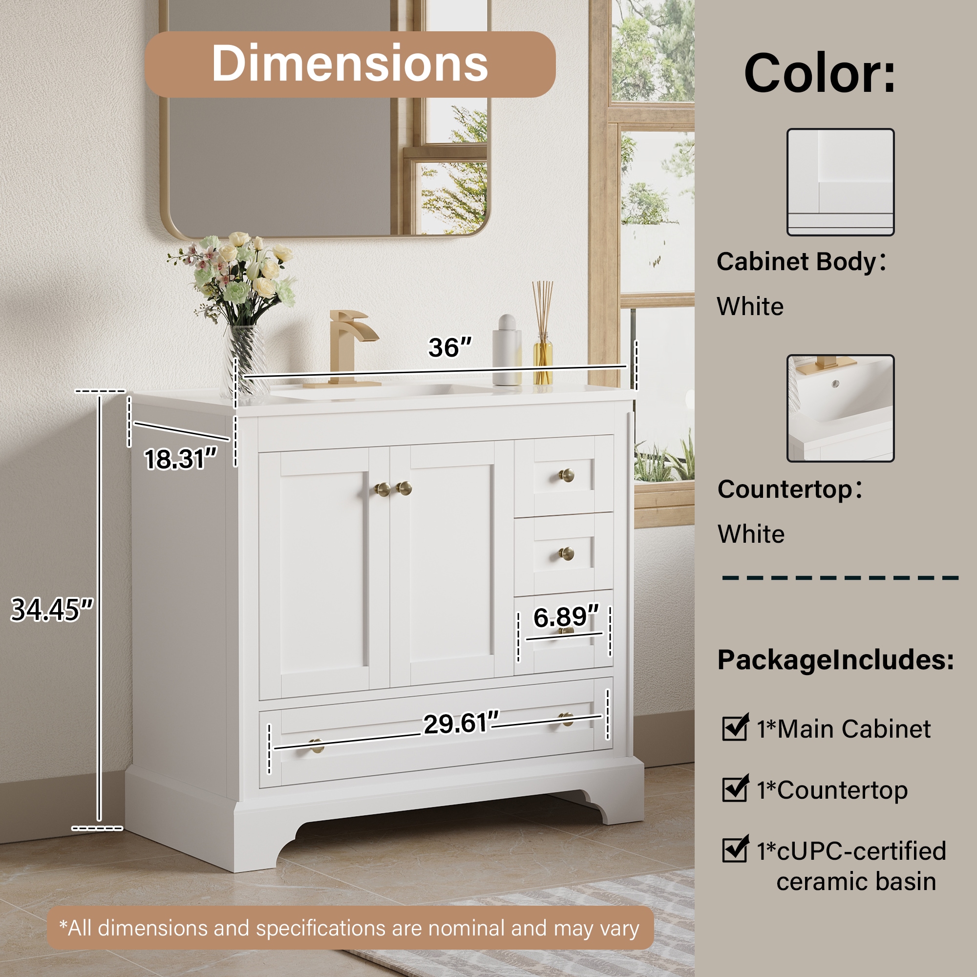 WELLFOR TO-EM-BV26WHBK Bath-Vanity-Combo - View #7