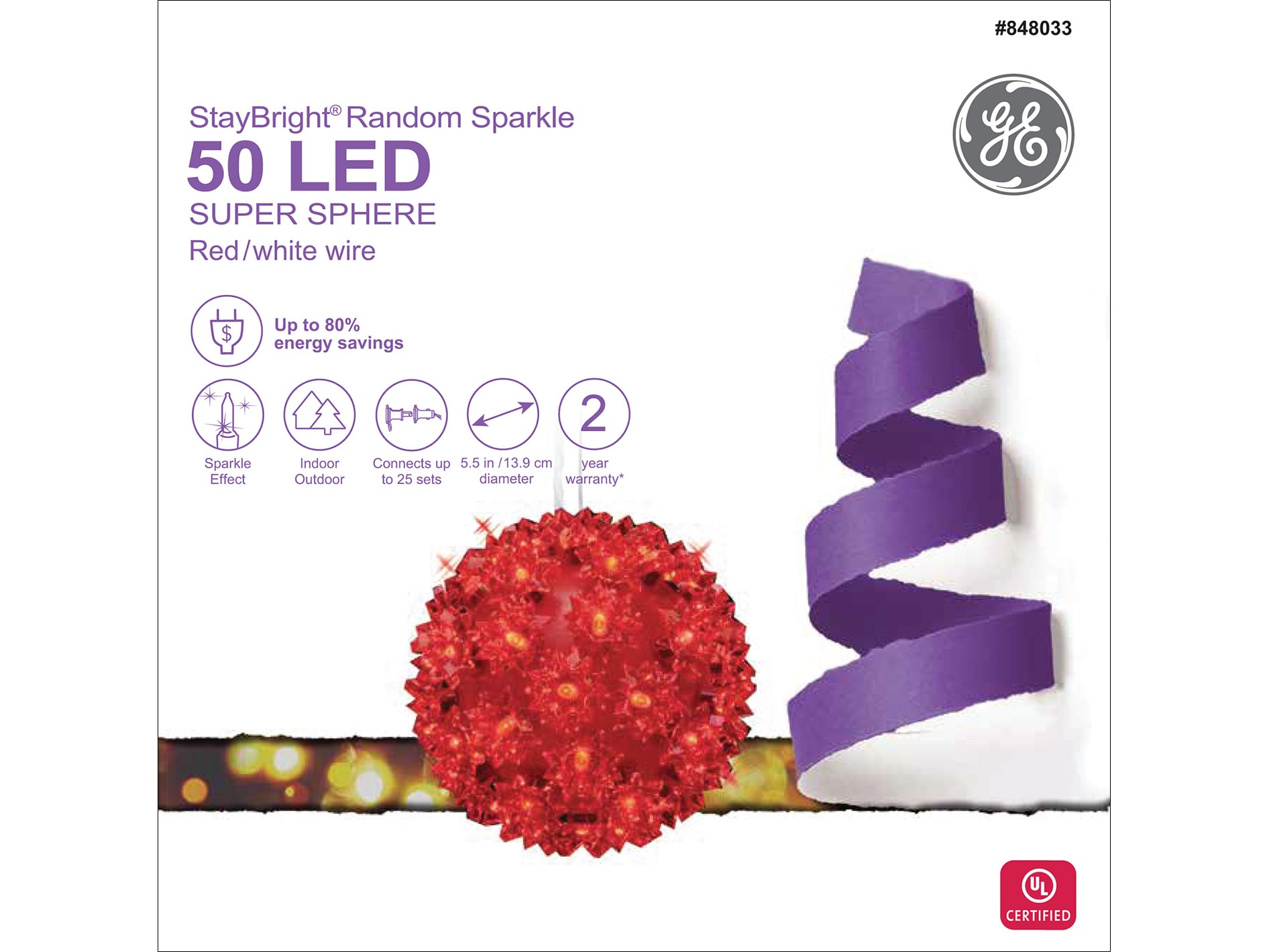 GE StayBright 50 Count 0.45 ft Twinkling Red LED Plug In