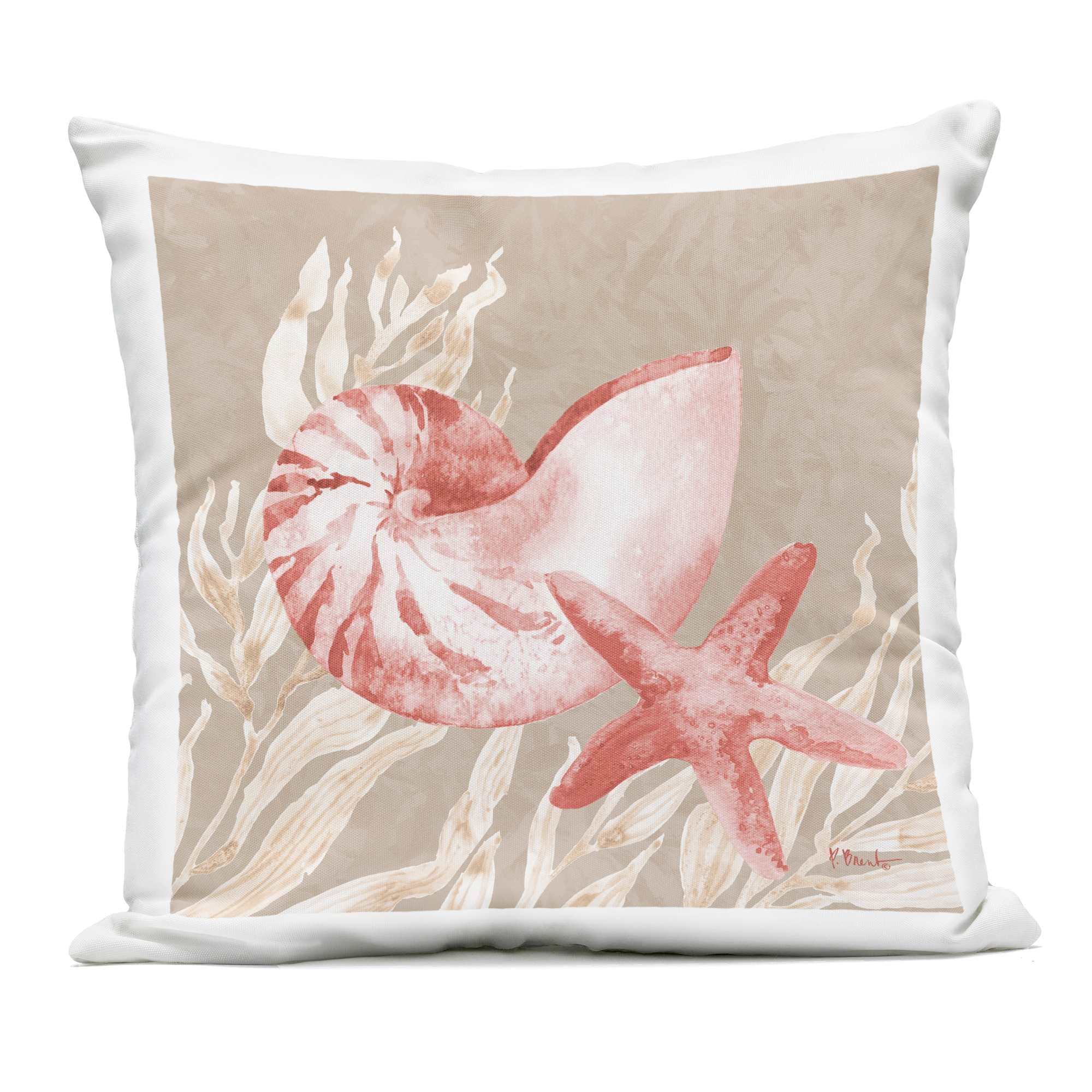 Stupell Industries PLR-015-OSQ-18X18 Peach Tampico Shells Outdoor Printed Pillow design by Paul Brent 18 x 18