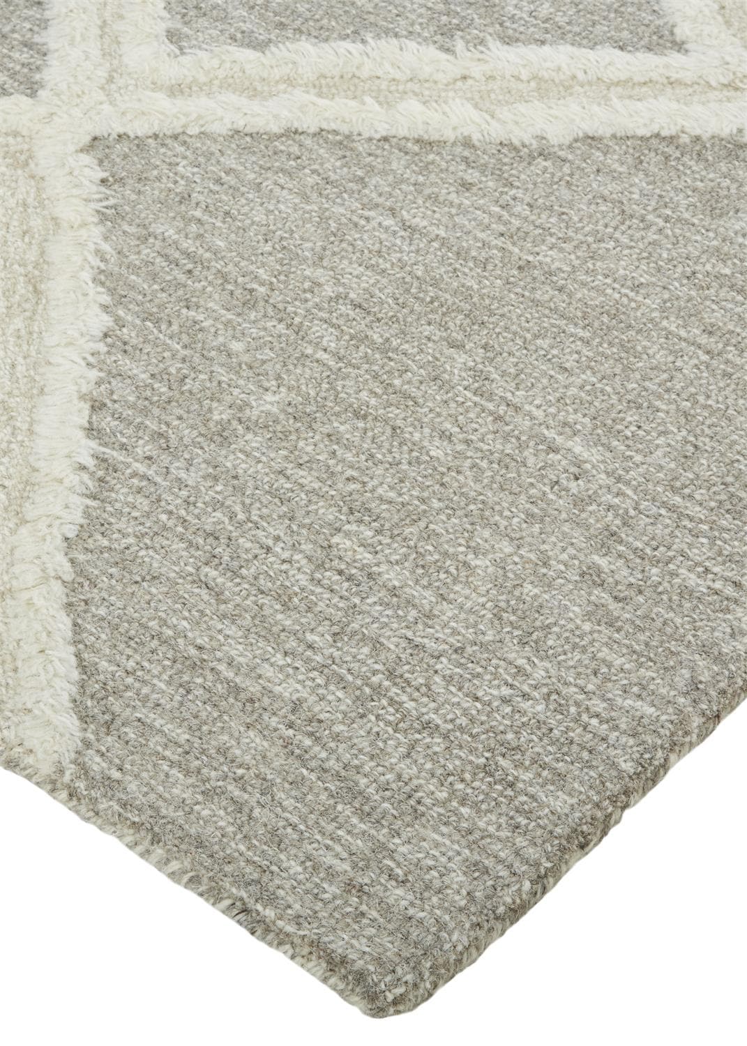 Hand-Tufted Gray and Ivory Wool Geometric Area Rug, 5' x 8'