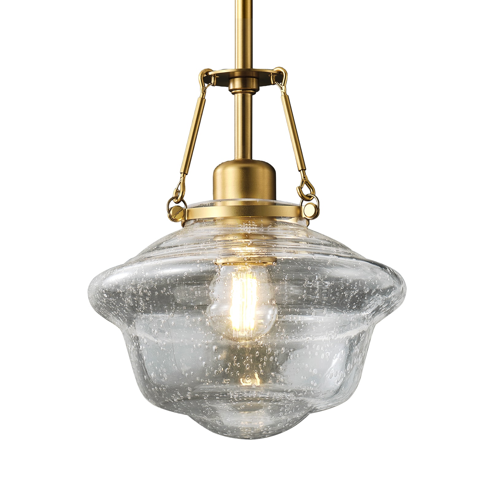 Kviflon Antique Gold Bubble Glass Pendant Light  Farmhouse Single Glass Hanging Pendant Lighting Fixture  Adjustable Vintage Mini Pendant Lamp for Kitchen Island Sink Bathroom Entryway Bar