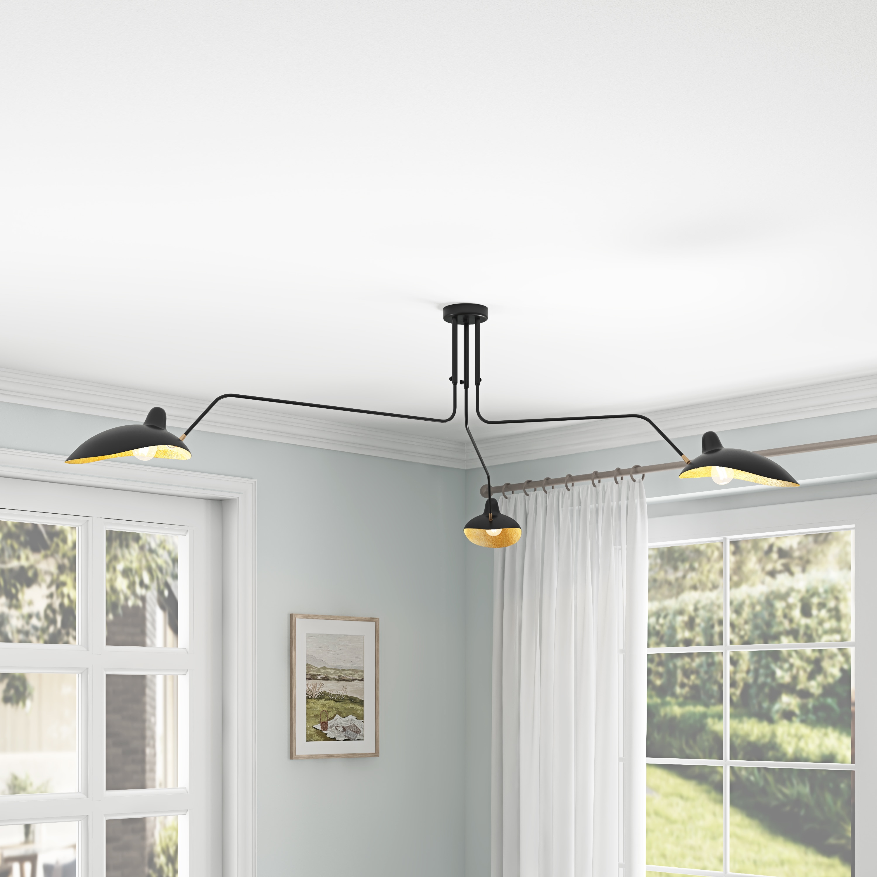 Aiwen AD-D193-3 3 -Light 61.02-in Black Semi Flush Mount Light