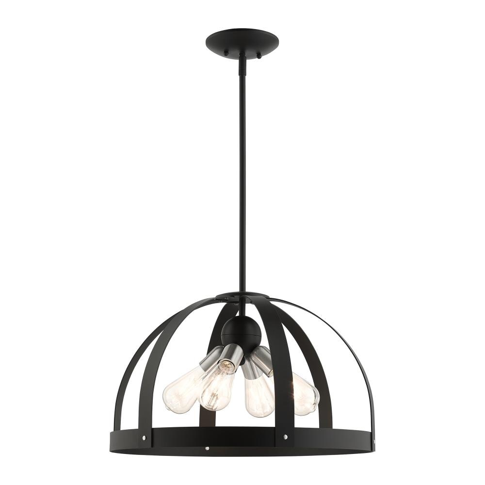 Livex Lighting 49647-14 Stoneridge 4 -Light Satin Black Modern/contemporary For Use in Bathrooms, Bedrooms, Dining Rooms, Kitchens, Living Rooms Chandelier