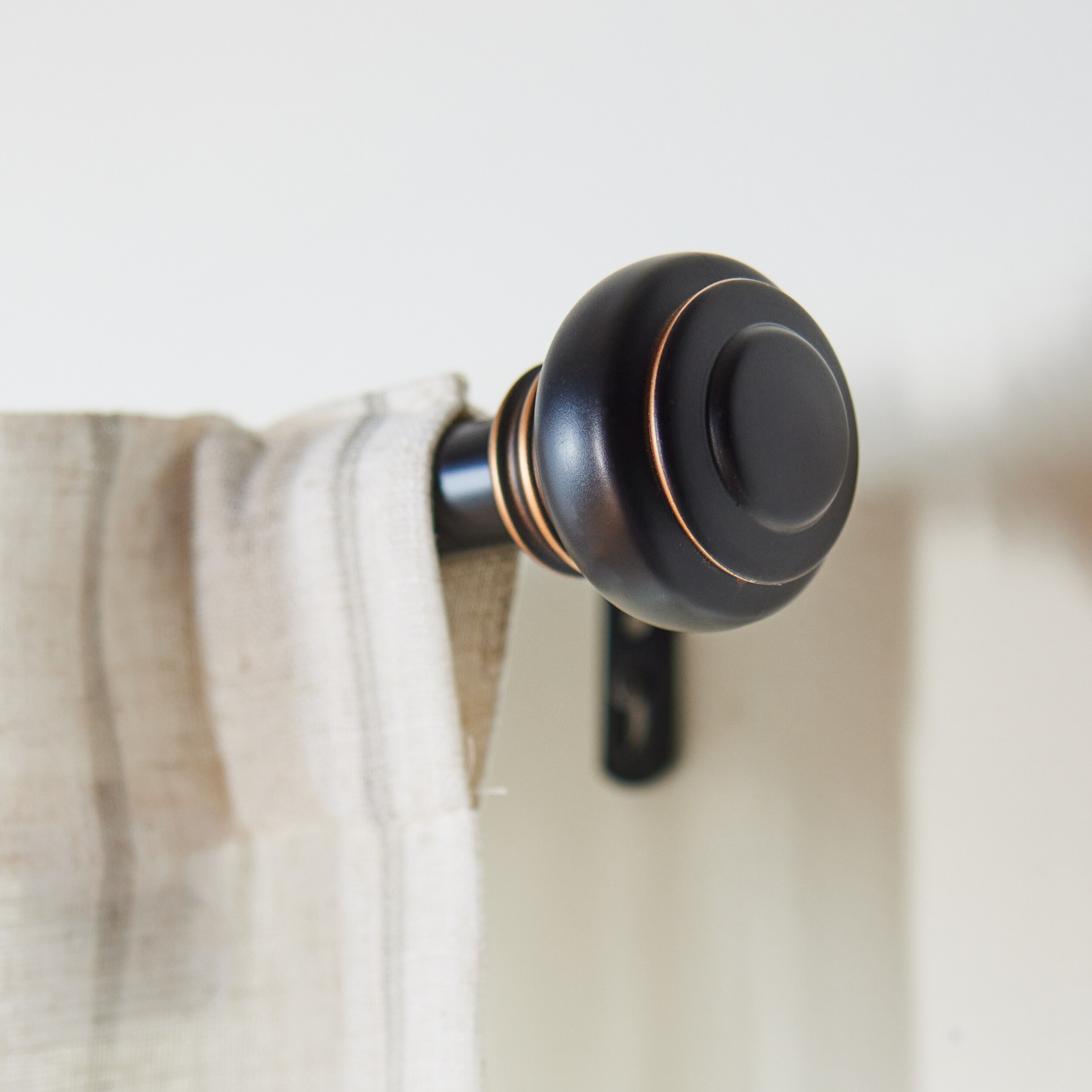 allen + roth 72-in to 144-in Matte Black Steel Single Curtain Rod with Finials