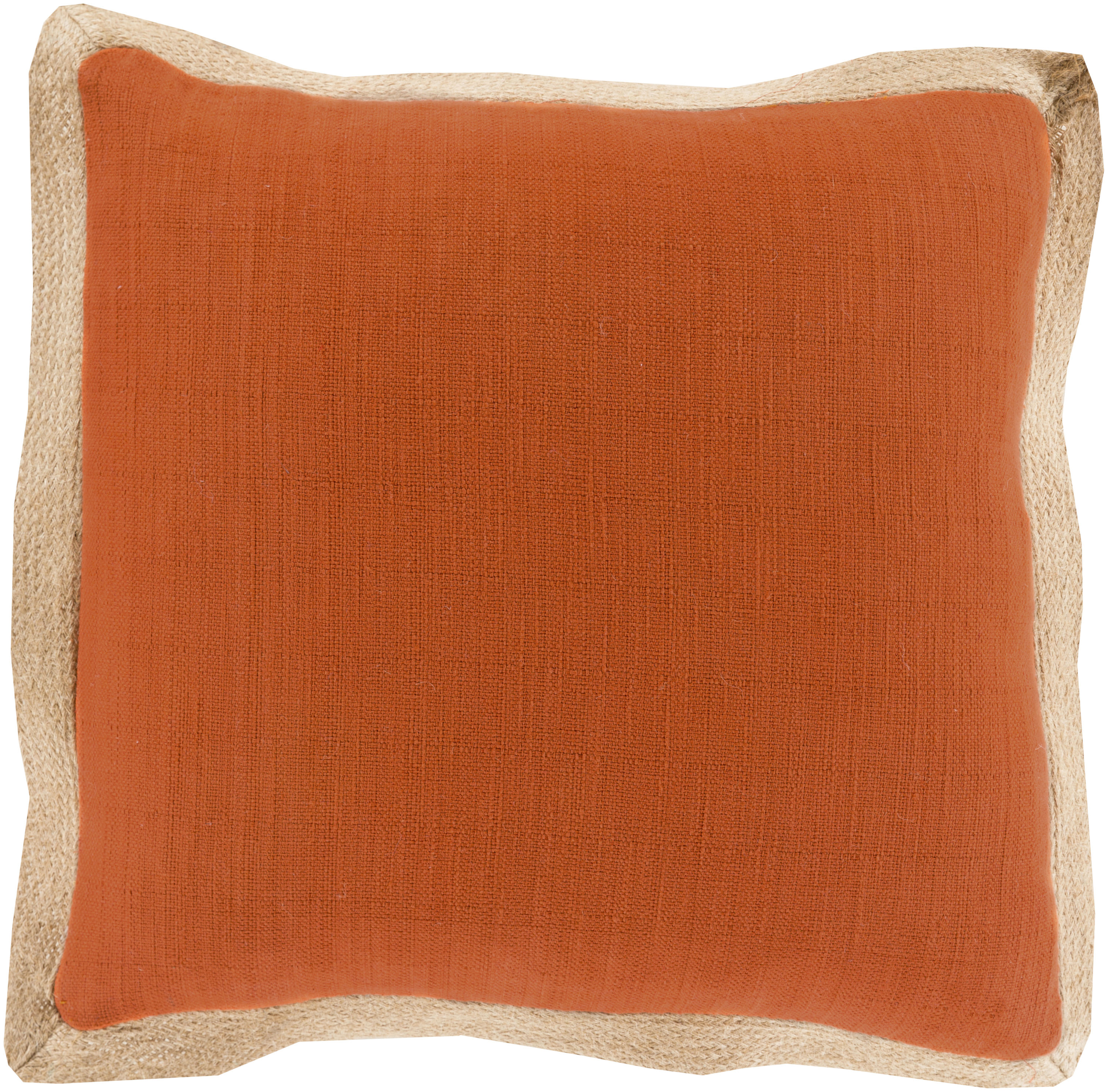 Surya JF004-2020D Jute Flange 20-in x 20-in Burnt Orange Indoor Decorative Pillow