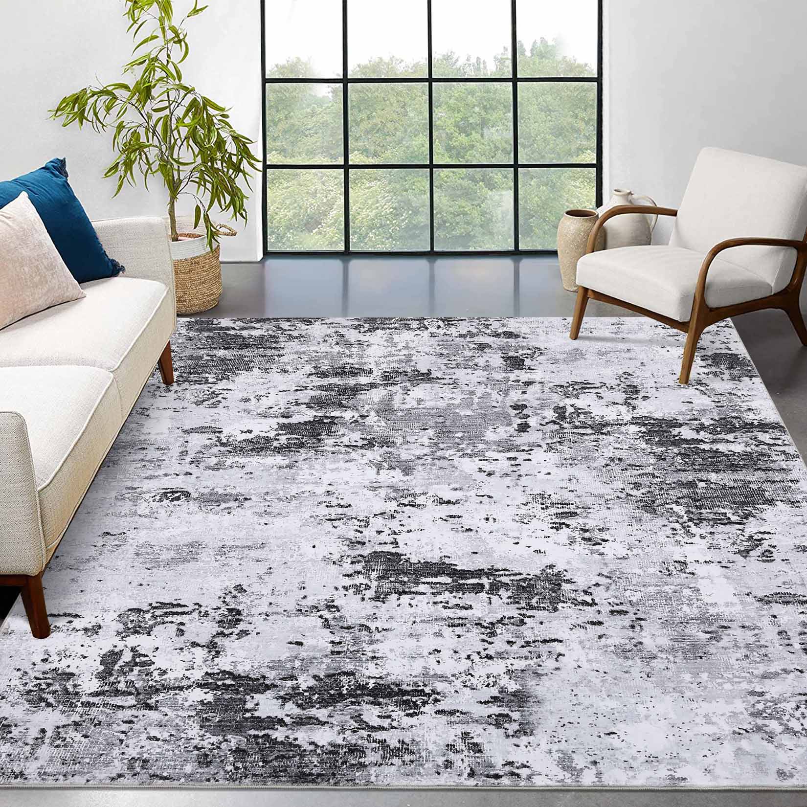 Garvee YXY-LO-PHO-16ILMTBG 9 x 12 (ft) Loomed Polyester Gray Rectangular Indoor Abstract Mid-Century Modern Machine washable Area rug