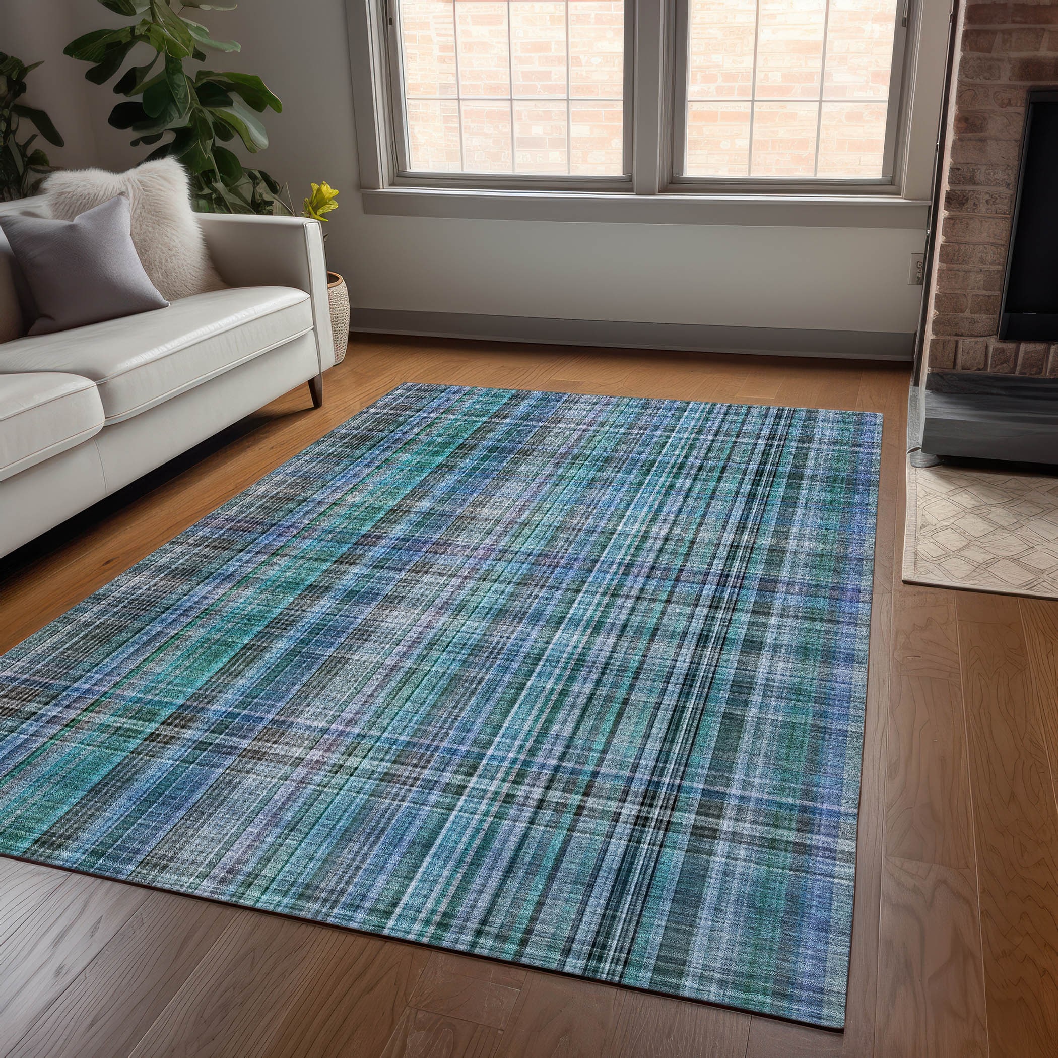 Addison Rugs ACN541TE8X10 Chantille ACN541TE 8 x 10 (ft) Polyester Teal Rectangular Indoor/Outdoor Abstract Machine washable Area rug
