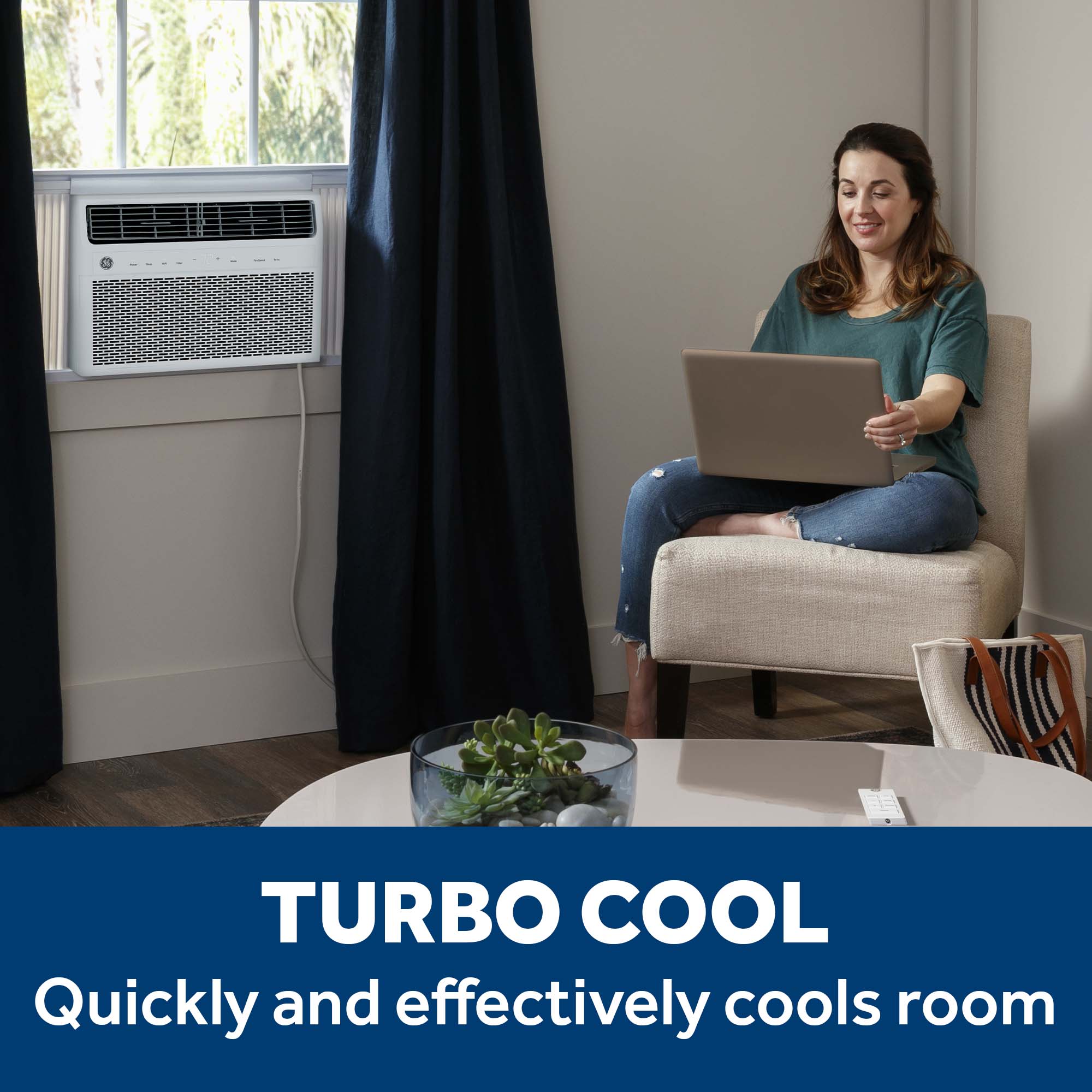 GE 350-sq ft Window Air Conditioner with Remote (115-Volt, 8000-BTU) Wi-Fi enabled