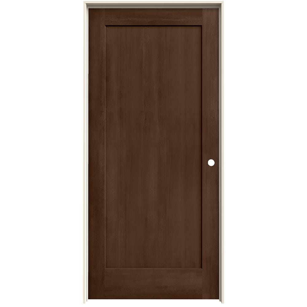 JELD-WEN Madison 36-in x 80-in Milk Chocolate 1-panel Square Solid Core Stained Molded Composite Left Hand Single Prehung Interior Door in Brown -  LOWOLJW222201076