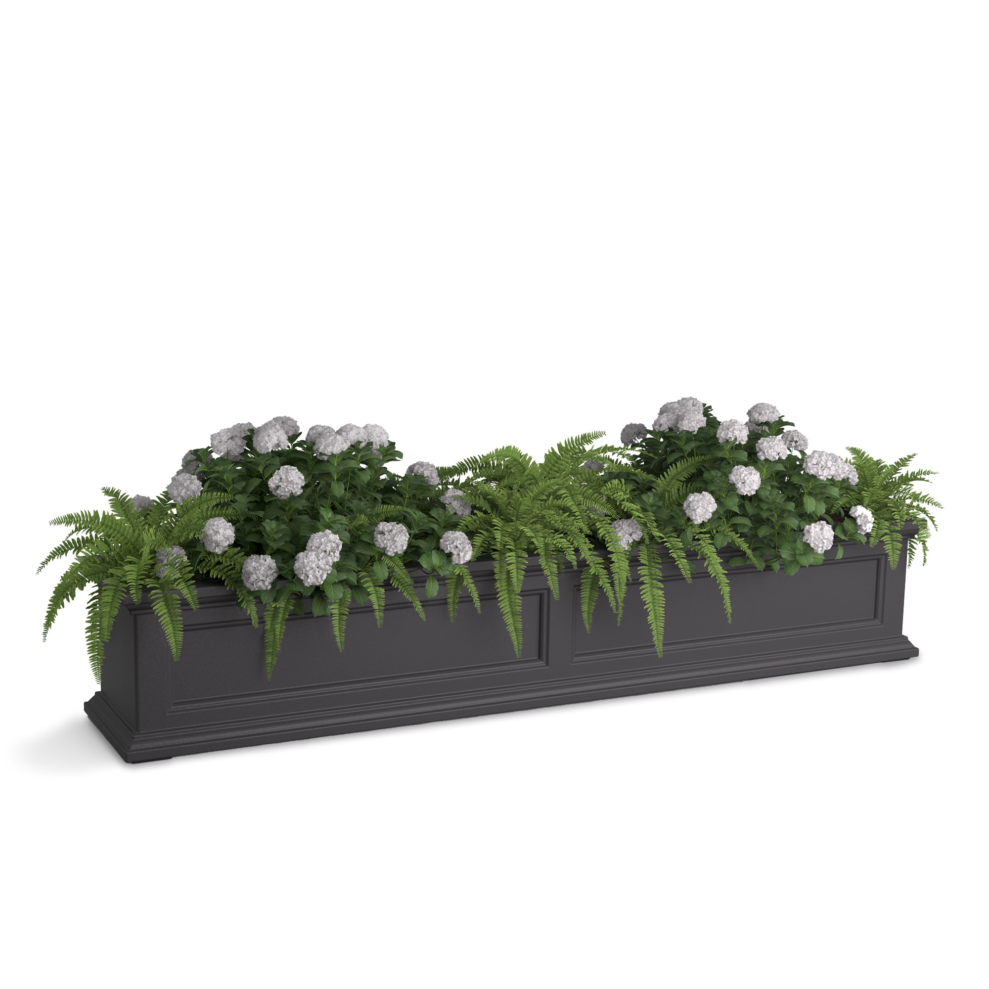 Mayne 5824-GRG Rectangle 60-in W Large Gray Plastic Outdoor Window box with Drainage Holes with Self Watering