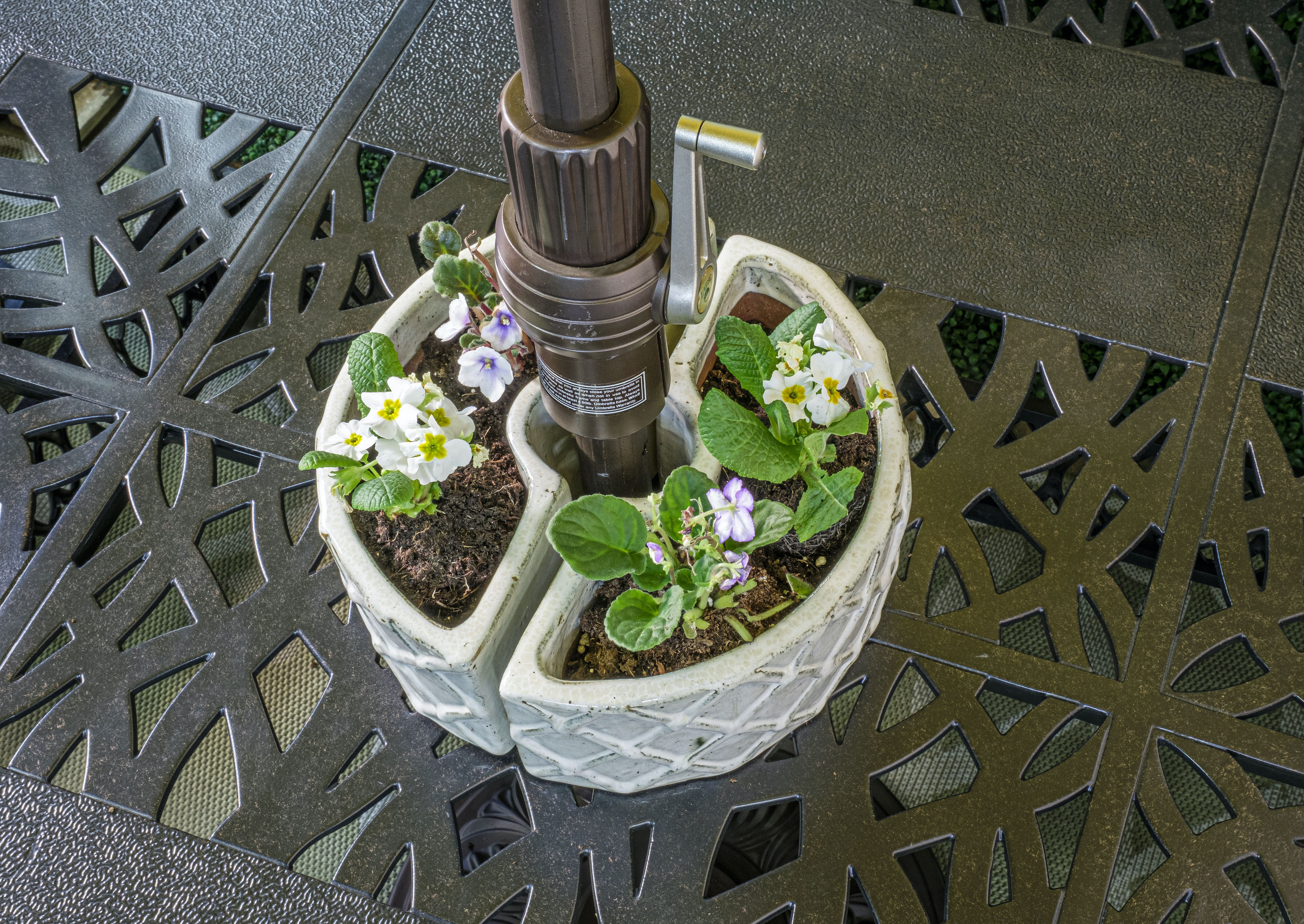 Crema Ceramic Half Moon Umbrella Planter Set