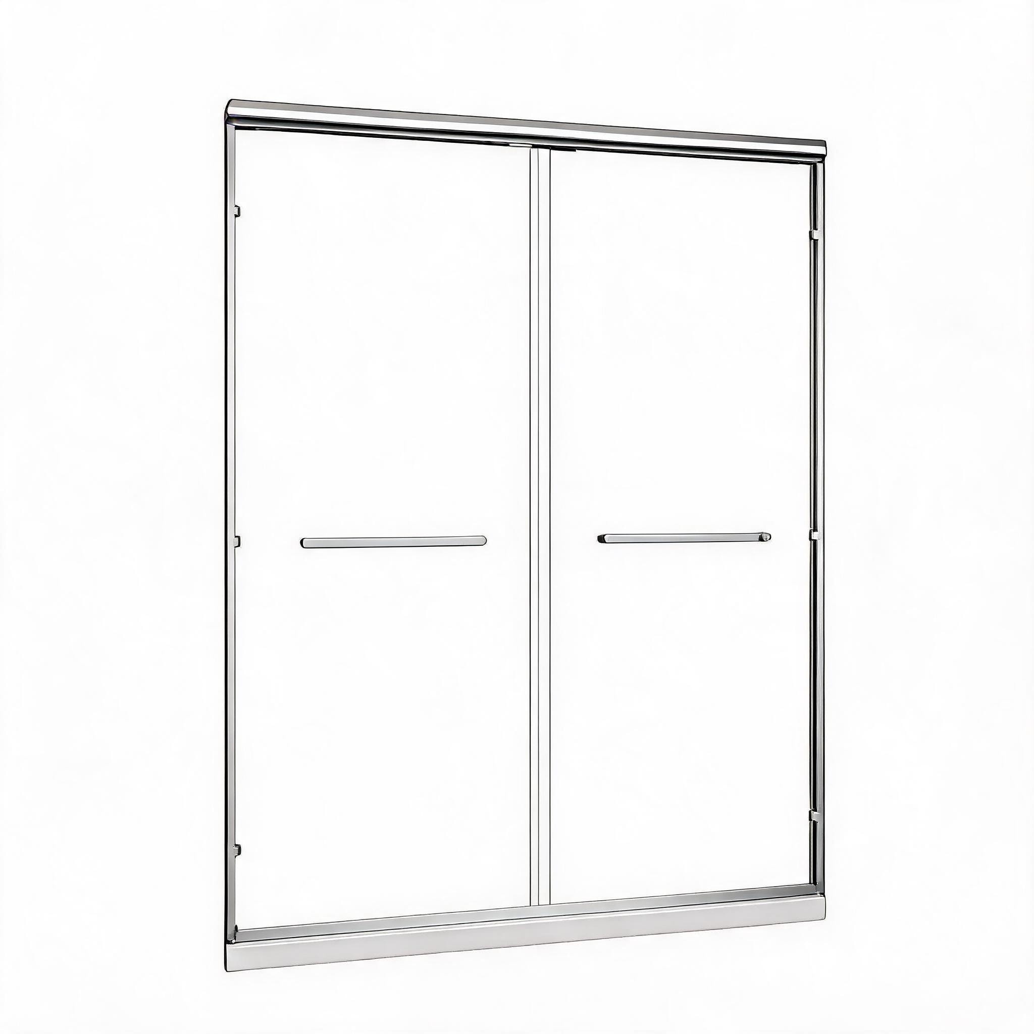 LIVACA 50 to 54 inch x 72 inch Chrome Aluminum Frame Double Sliding Shower Door with Clear Tempered Glass and Explosion-proof Film