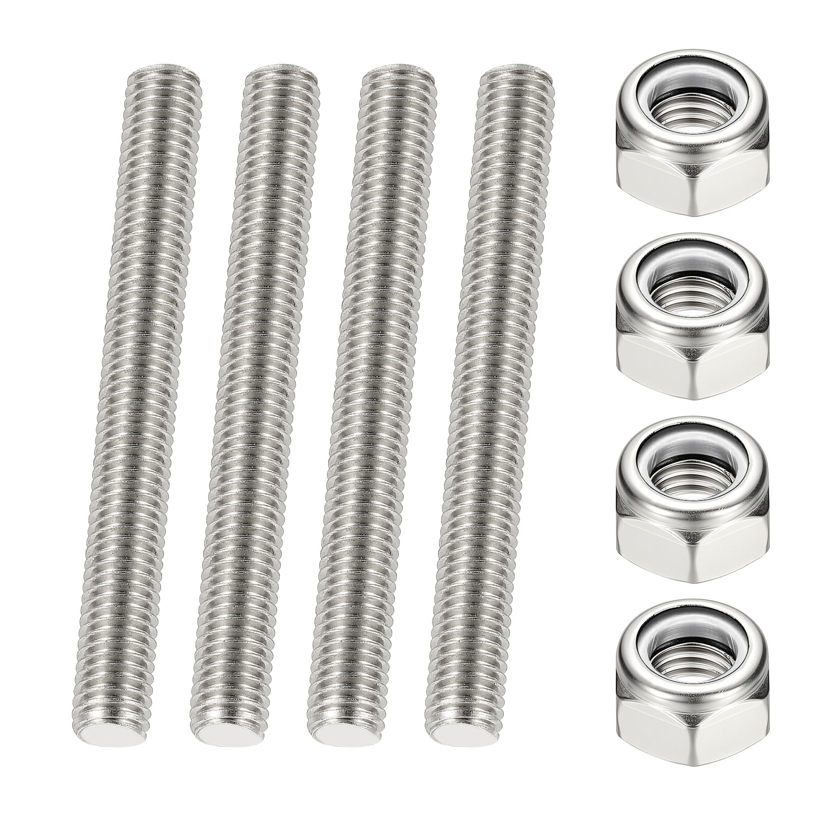 PATIKIL 2pcs 1/2Inch-13 UNC Fully Threaded Rod 3.94Inch Length 304 Stainless Steel Right Hand Long Thread Bar Studs with Nuts for Pipes Clamps Hangers U-Bolts #S26051800UX6171
