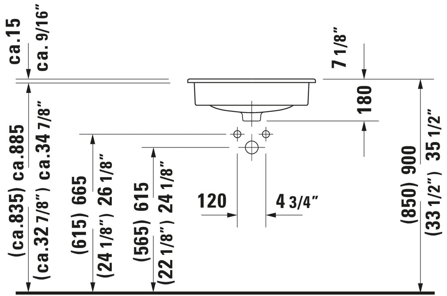 White Ceramic Rectangular Drop-In Bathroom Sink