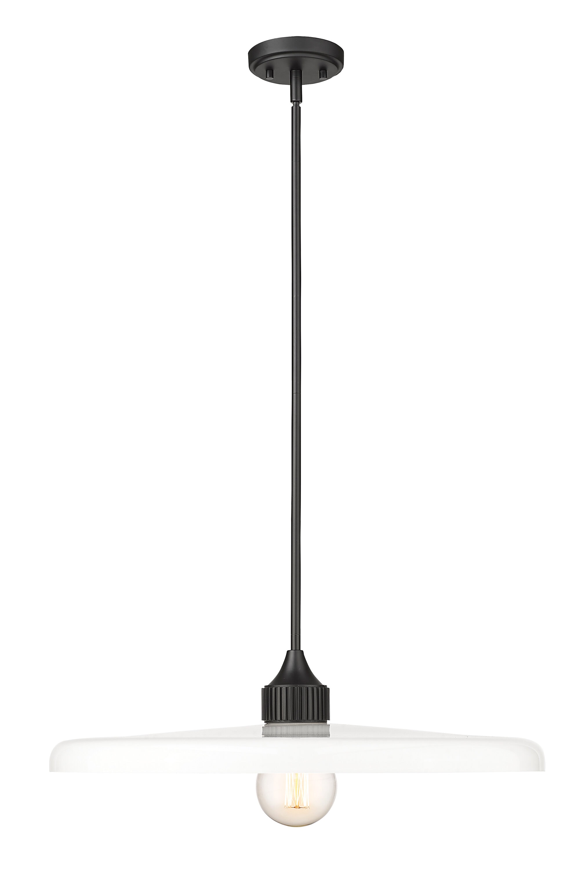 Matte Black and Opal Glass 24'' Pendant Light