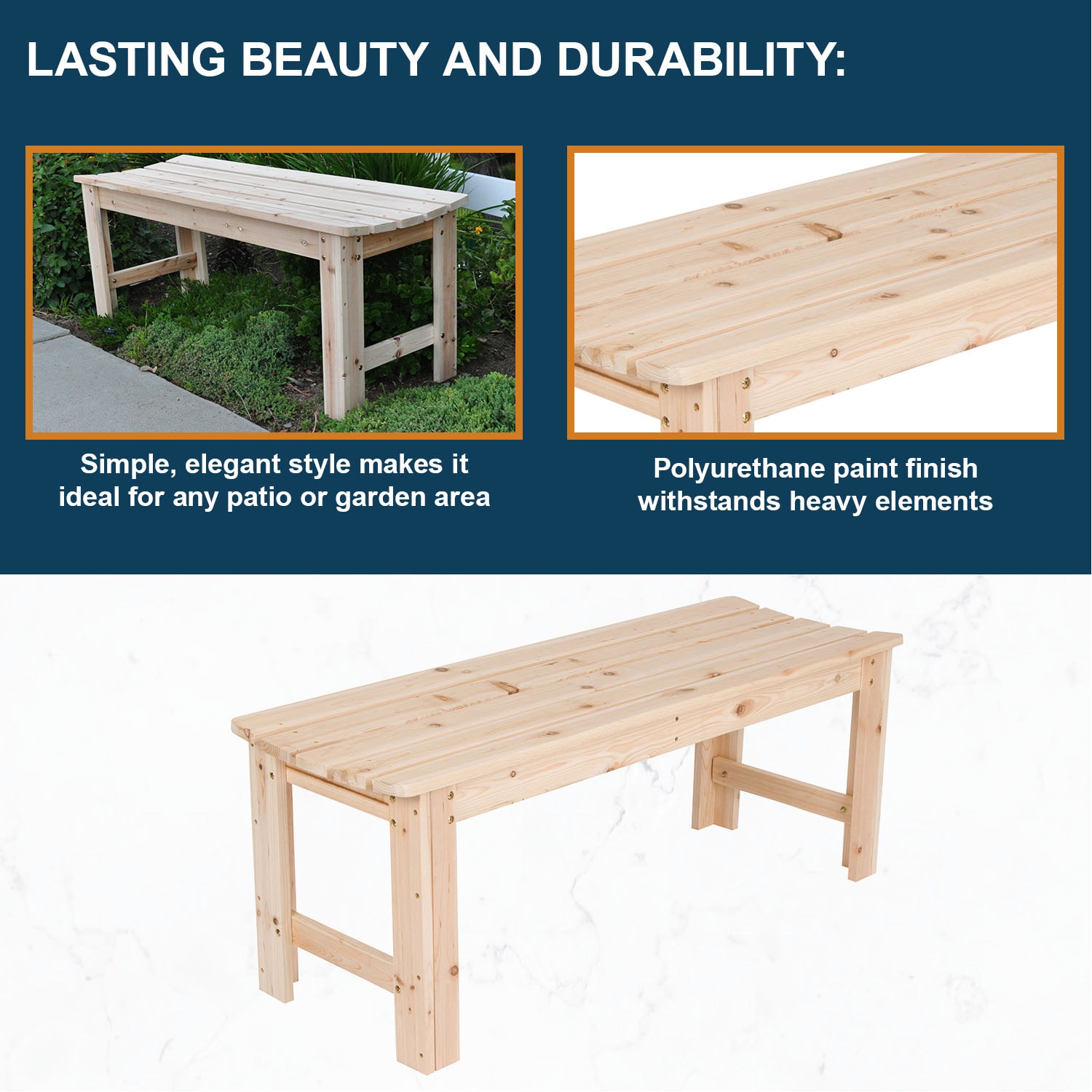 Natural Cedar 4-Foot Backless Garden Bench