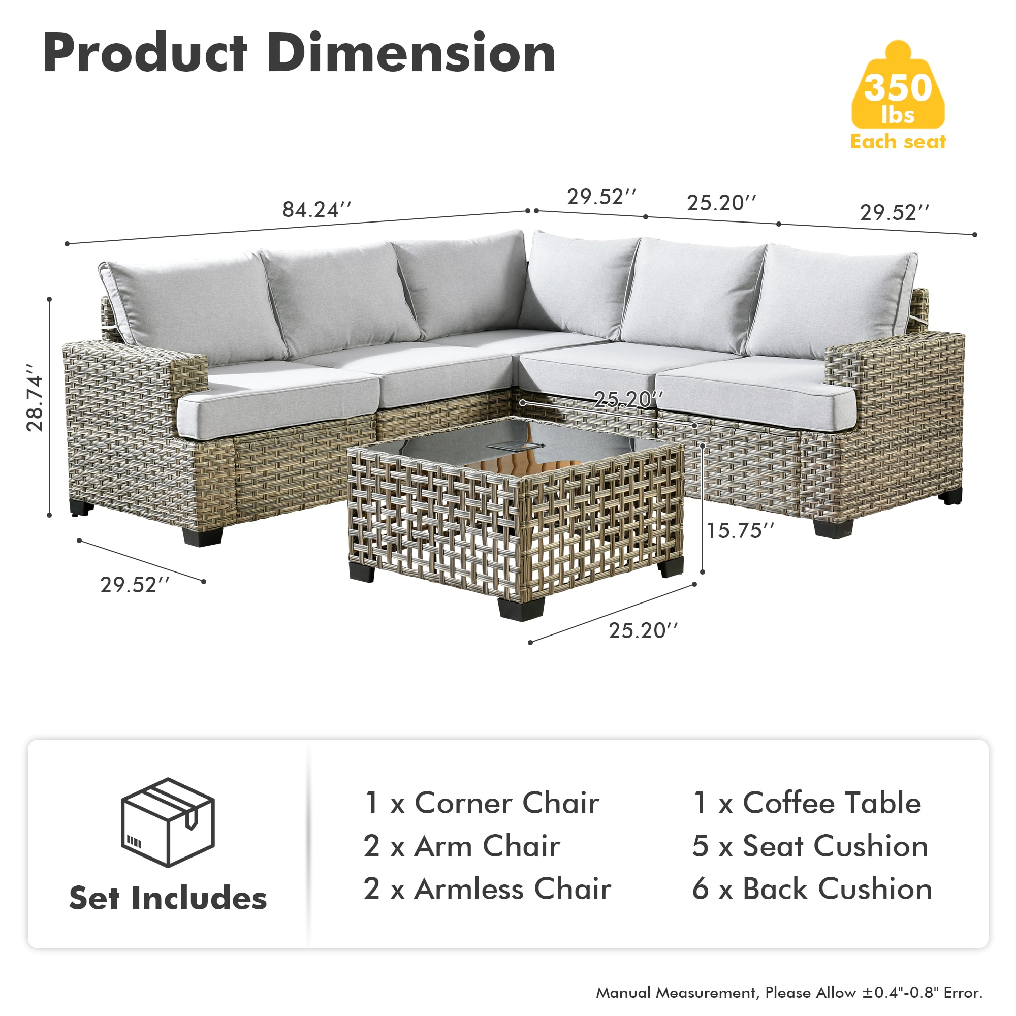 Pouuin STBS400-6 Patio-Sofas-Daybeds - View #2