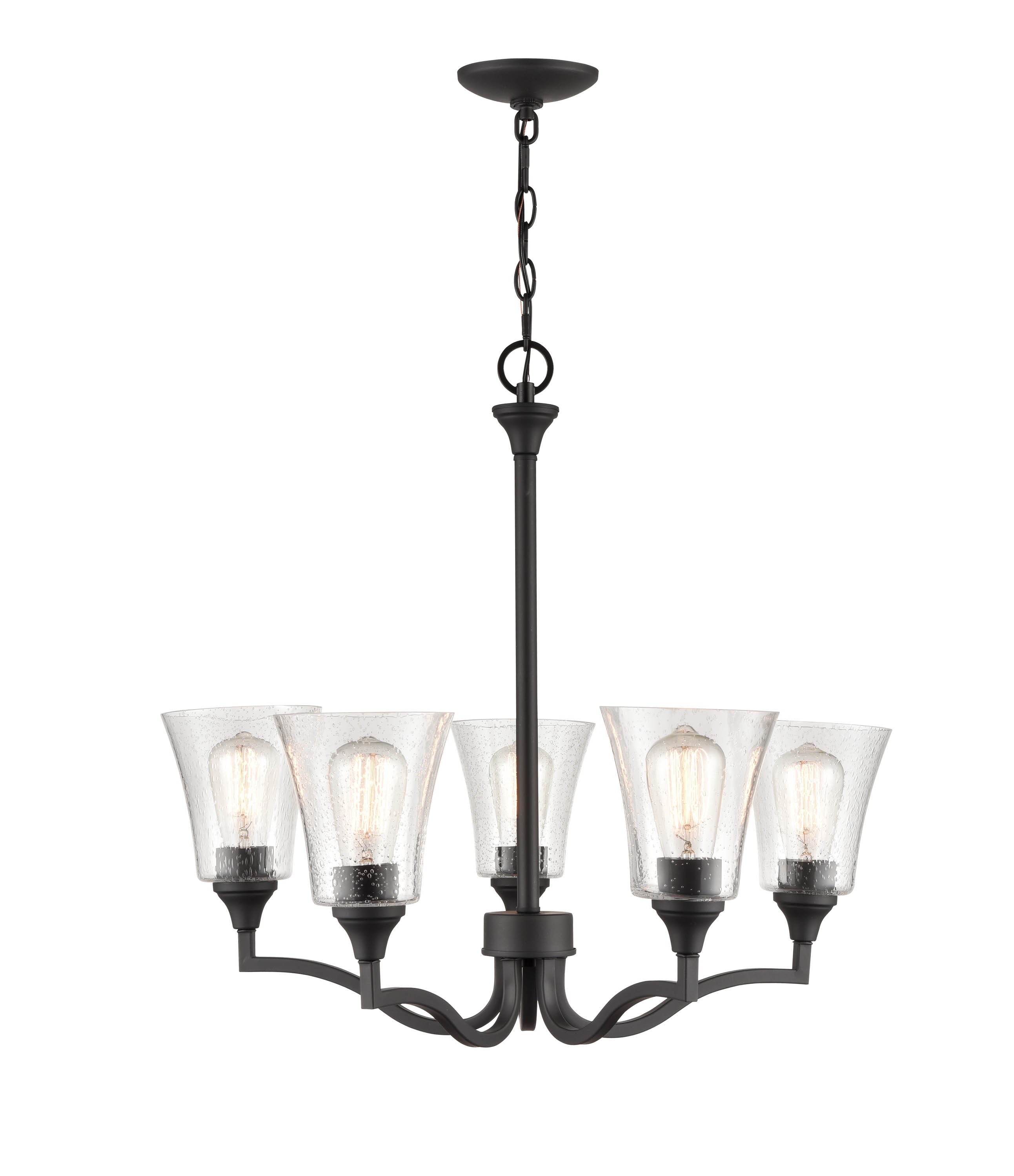 Millennium Lighting 2115-MB Caily 5 -Light Matte Black Traditional For Use in Bedrooms, Dining Rooms, Foyers, Kitchens, Living Rooms Chandelier