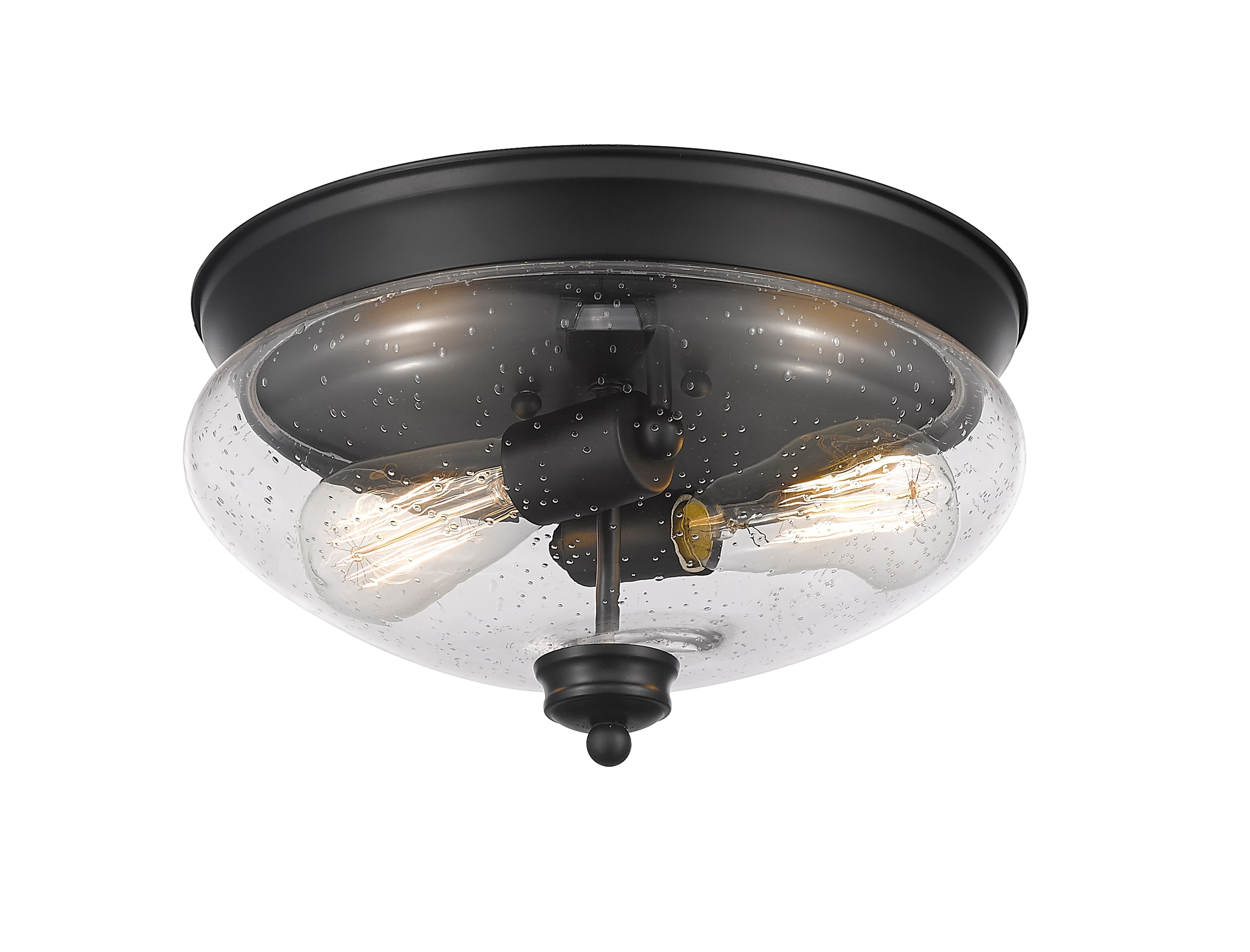 Matte Black Glass 2-Light Flush Mount Ceiling Fixture