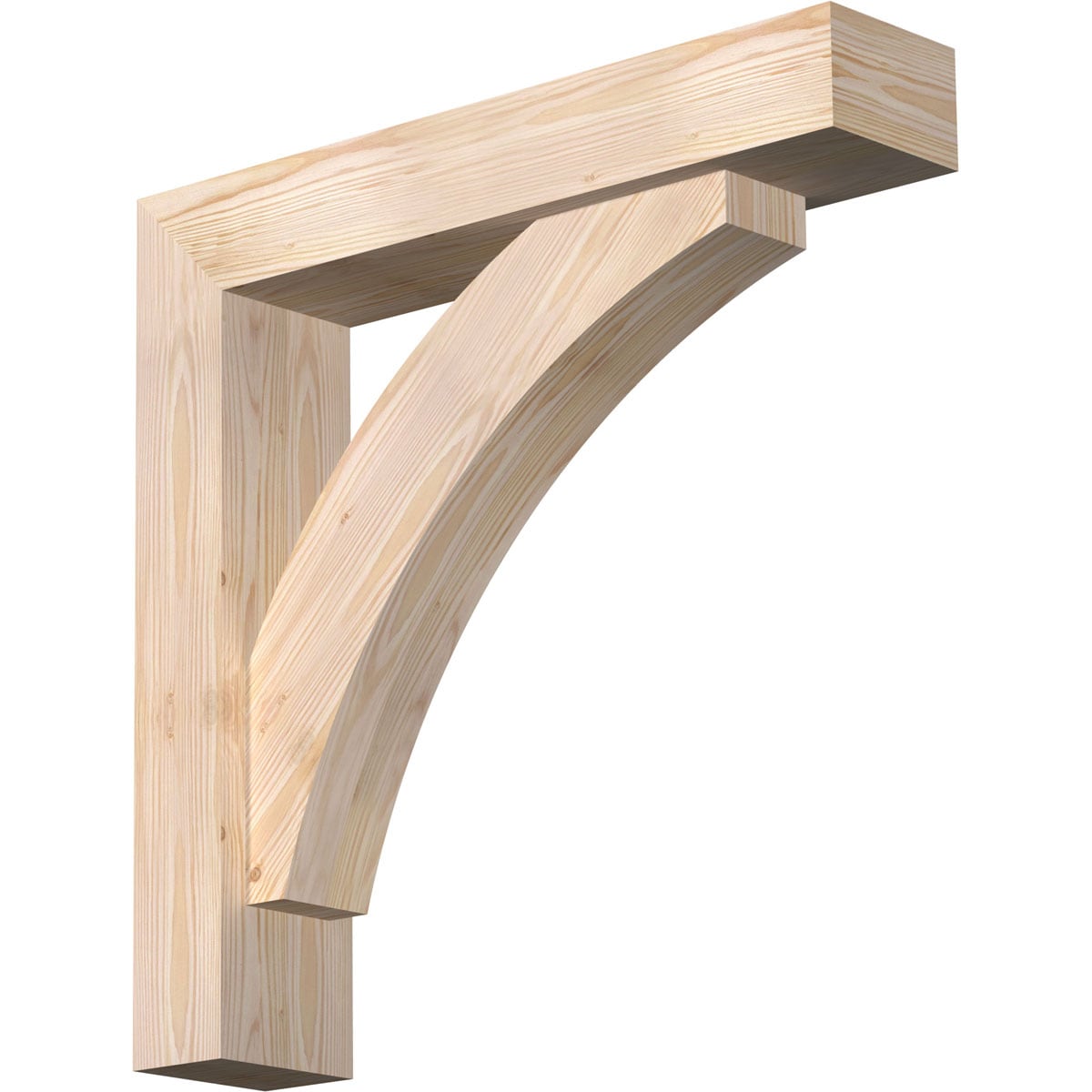 Ekena Millwork 1464149 Thorton Block Smooth Bracket with Offset Brace Douglas Fir Wood Standard Bracket