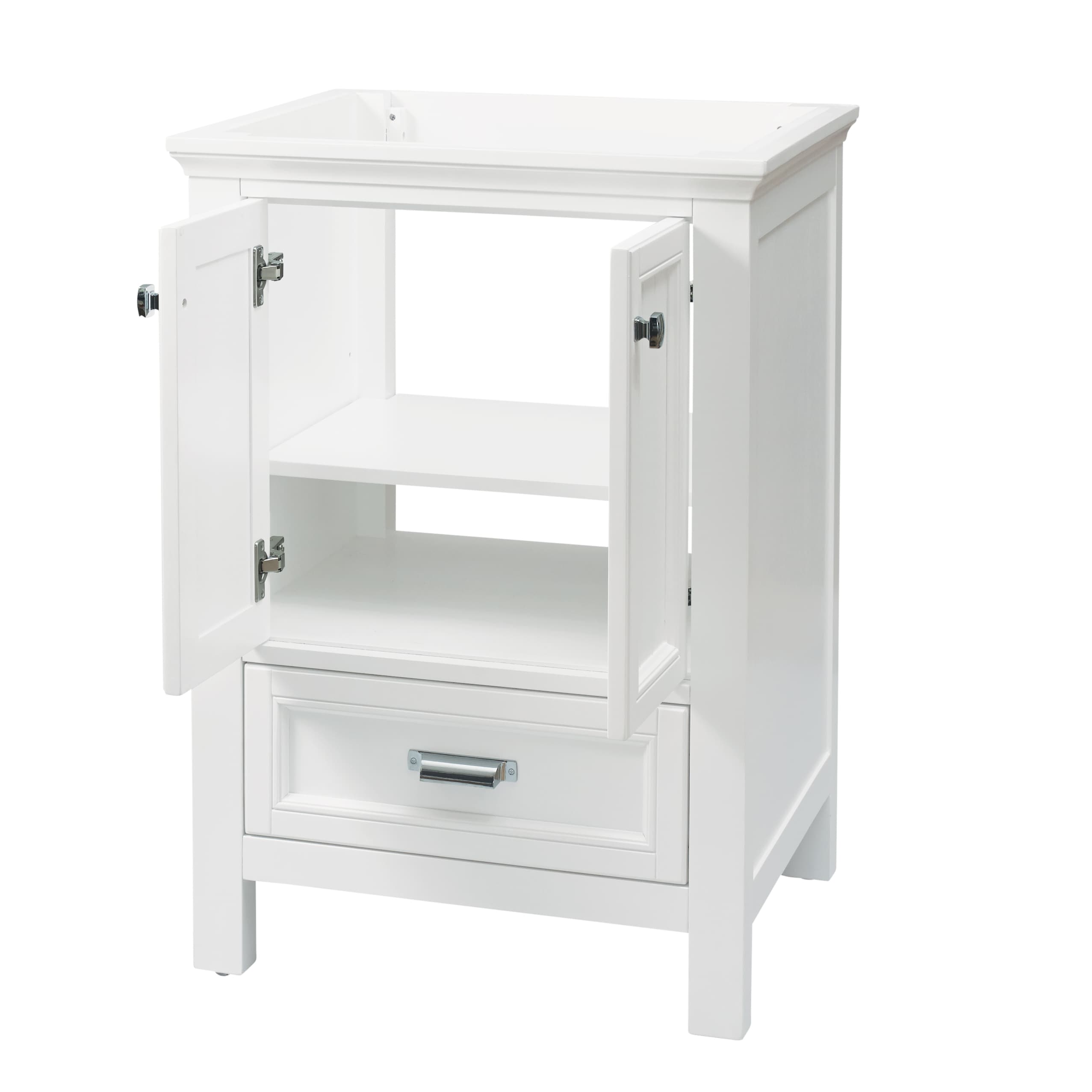 Brantley 24 Inch White Painted Bathroom Vanity with Chrome Hardware