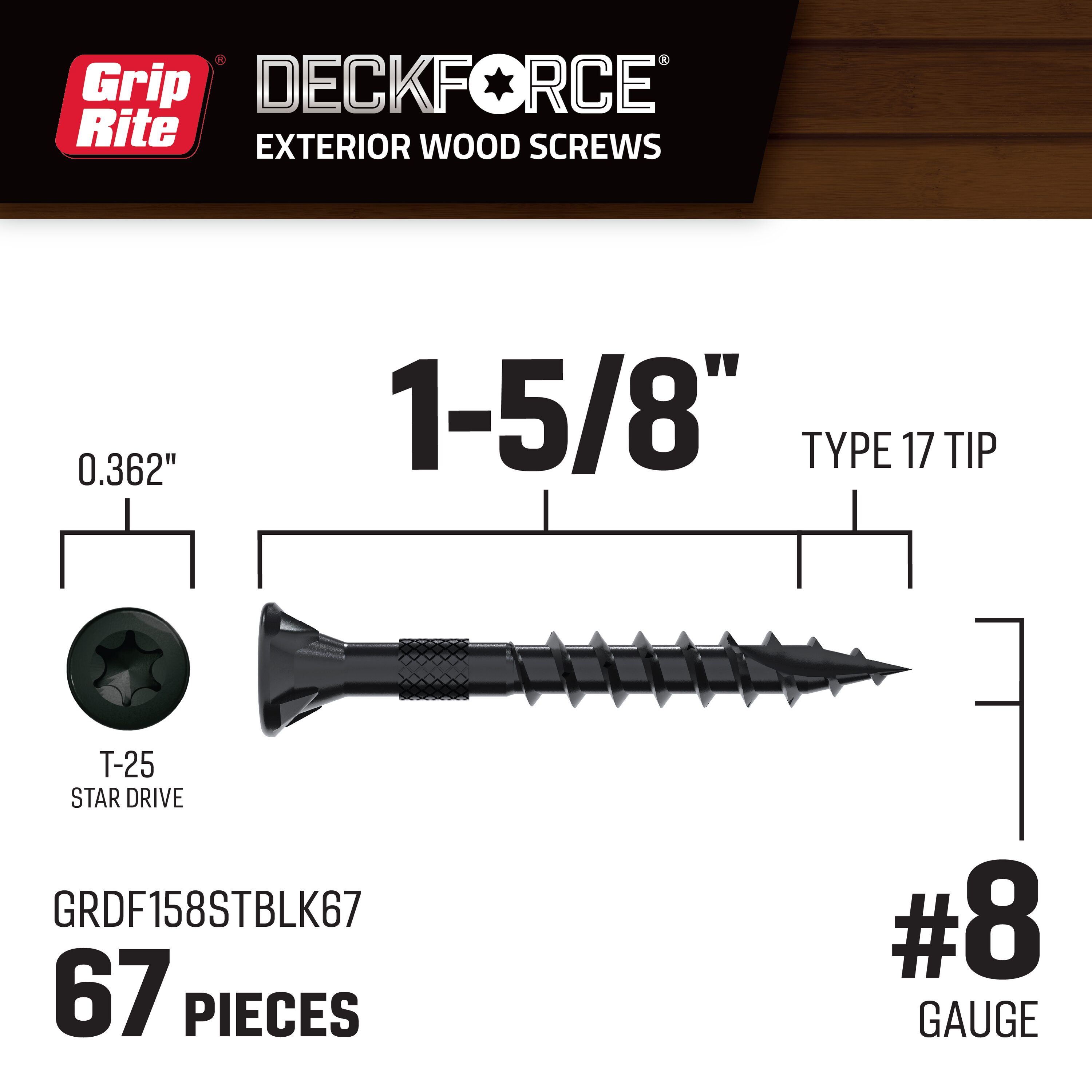 DeckForce by Grip Rite GRDF158STBLK67 Deck-Screws - View #2