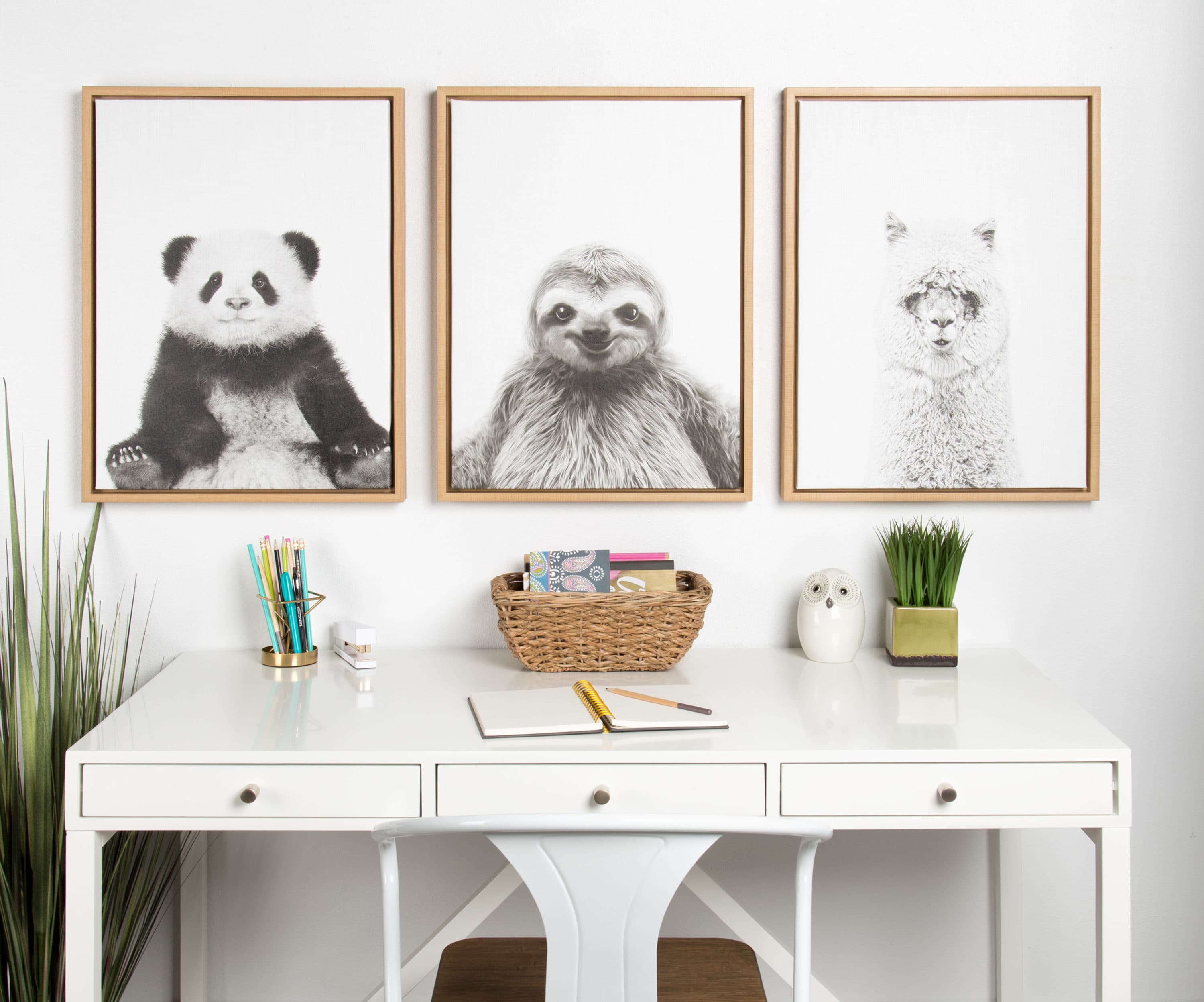 Kate and Laurel Hairy Alpaca Tai Prints Light Brown Framed 24-in H x 18-in  W Animals Print on Canvas in the Wall Art department at