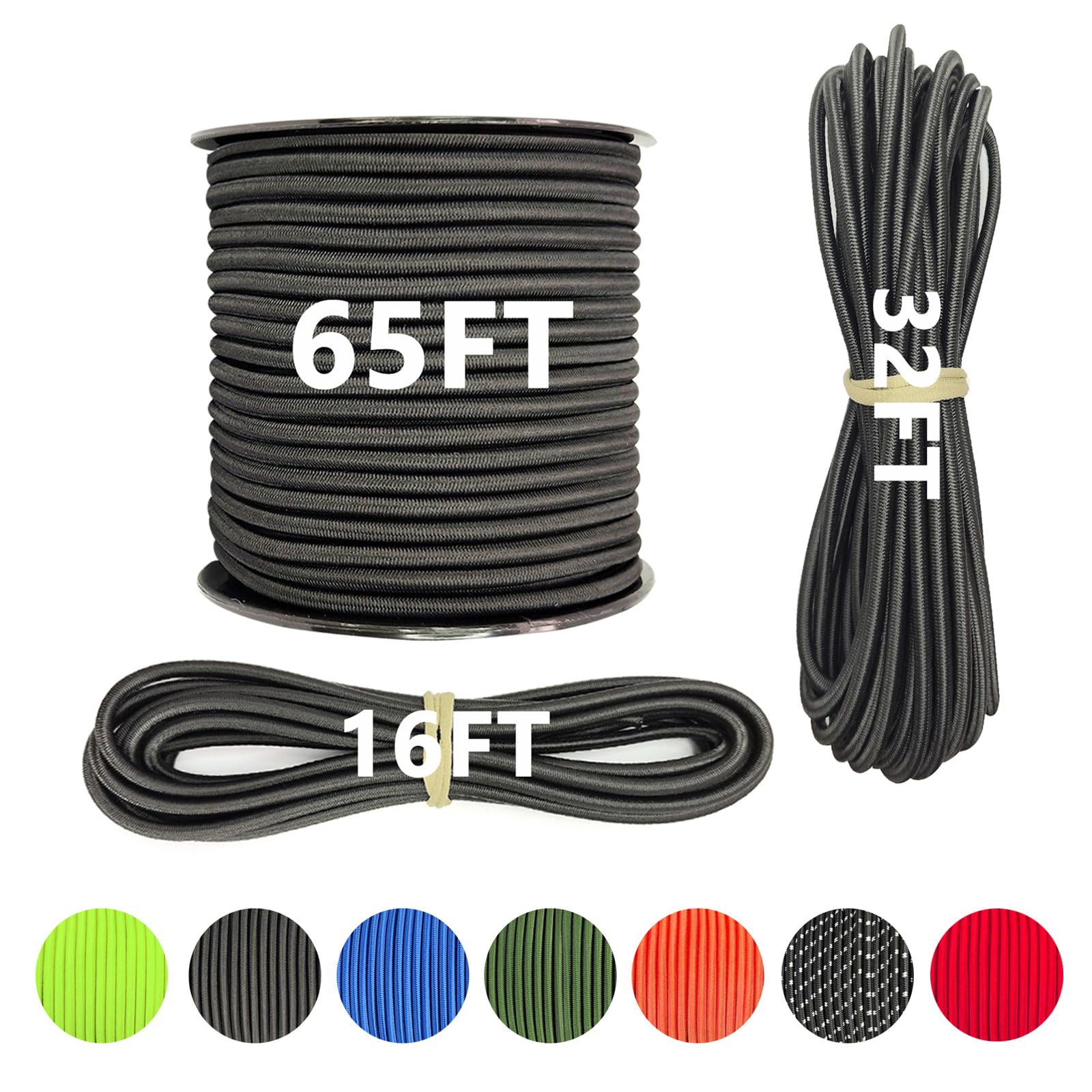 Aoibox  Marine Grade Bungee Shock Cord 3 16 in x 65 ft Natural Latex Core Heavy Duty Elastic Rope for Kayak Tent Pole