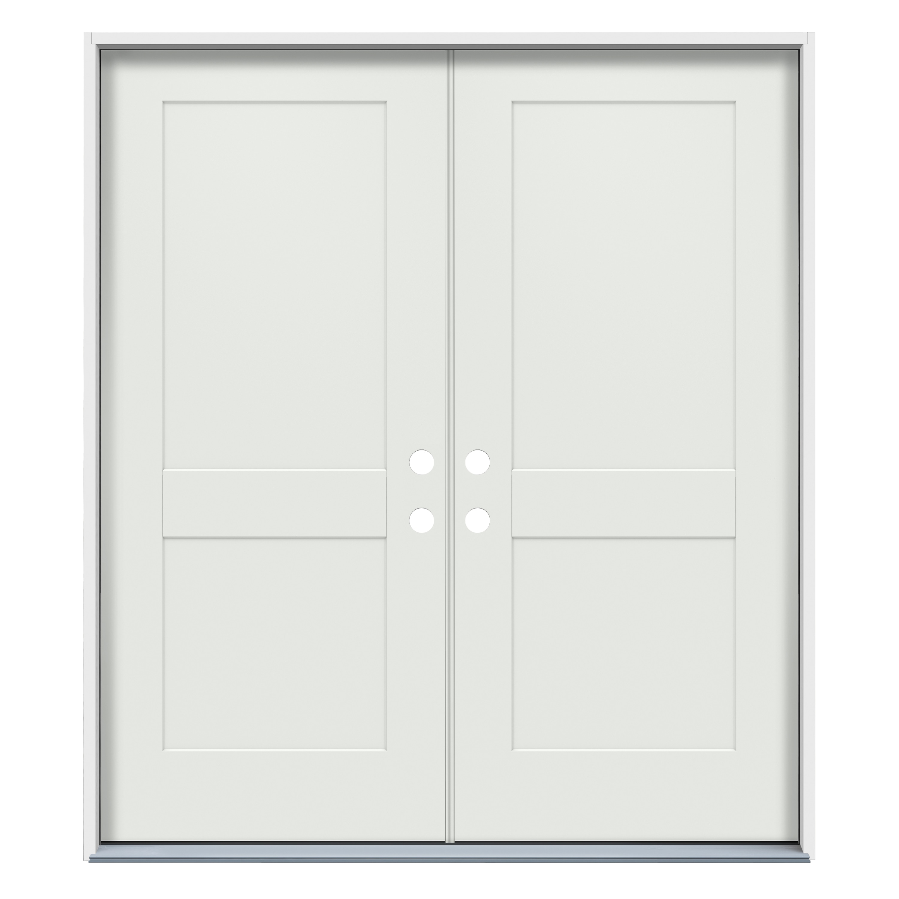 72-in x 80-in Steel Right-Hand Inswing Arctic White Paint Painted Prehung Double Front Door Insulating Core | - American Building Supply LO1049610
