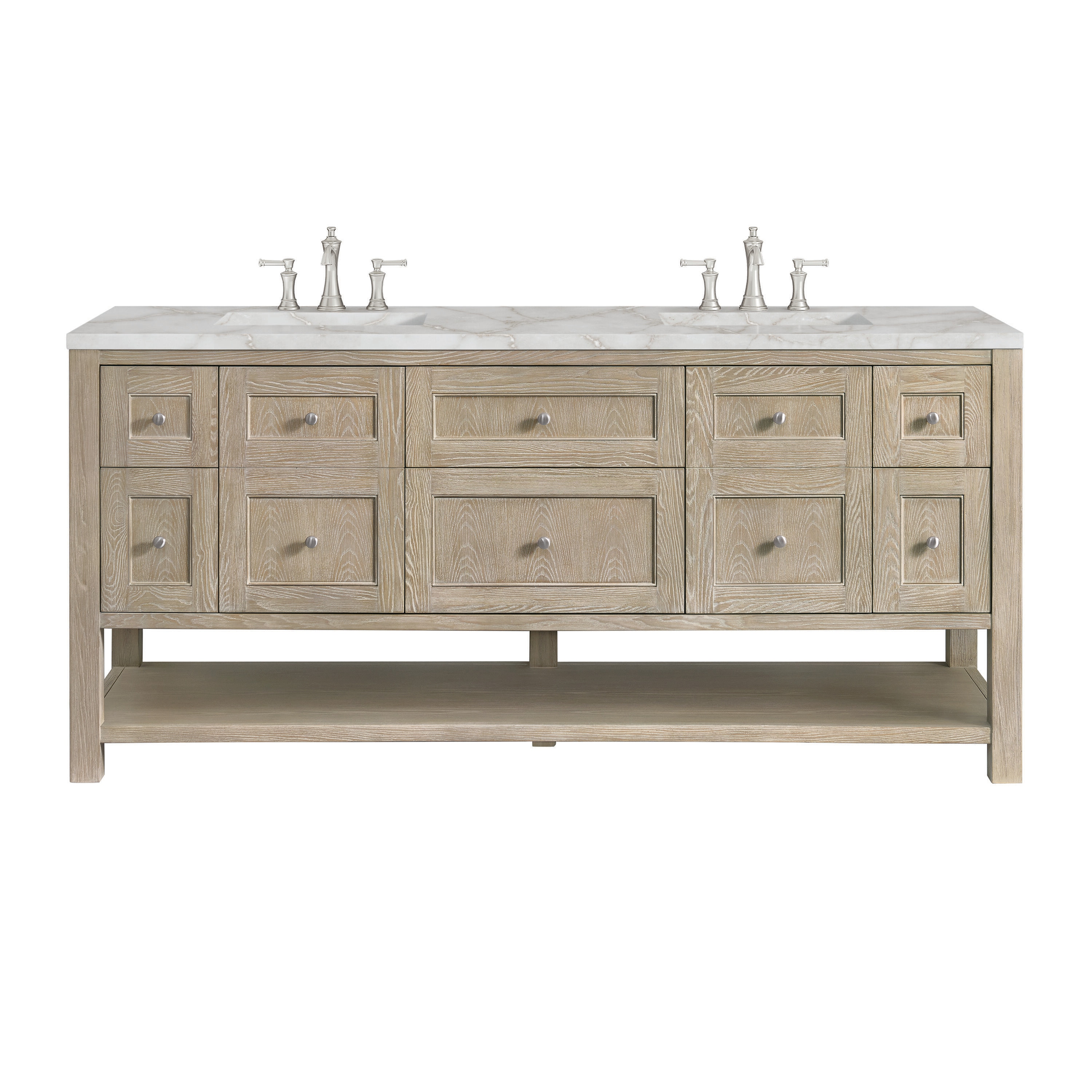 James Martin Vanities Breckenridge 72-in Whitewashed Oak Undermount ...