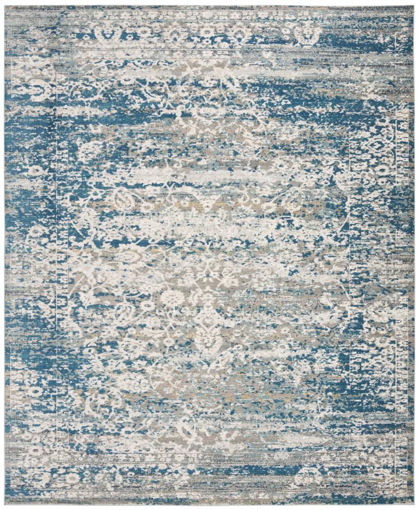 Safavieh ARA156B-8 Aria Damask 8 x 10 (ft) Loomed Polypropylene Blue/Creme Rectangular Indoor Distressed/Overdyed Vintage Area rug