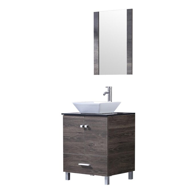 Walcut Single Sink Bathroom Vanity, 24 Inch Vanity With Square Vessel Sink