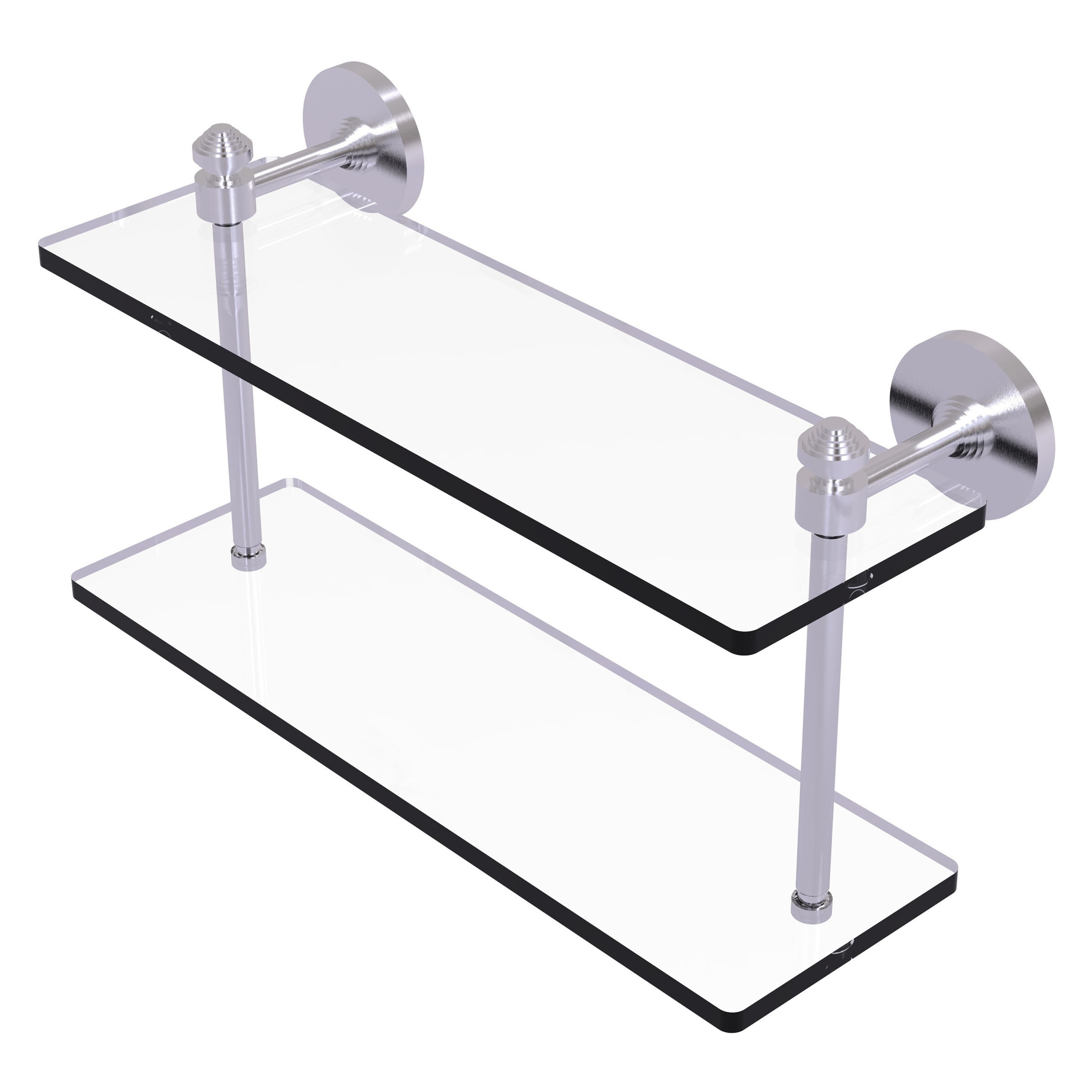 Allied Brass SB-2/16-SCH Southbeach Satin Chrome 2 -Tier Wall mount Bathroom Shelf ( 16-in x 8-in x 5-in )