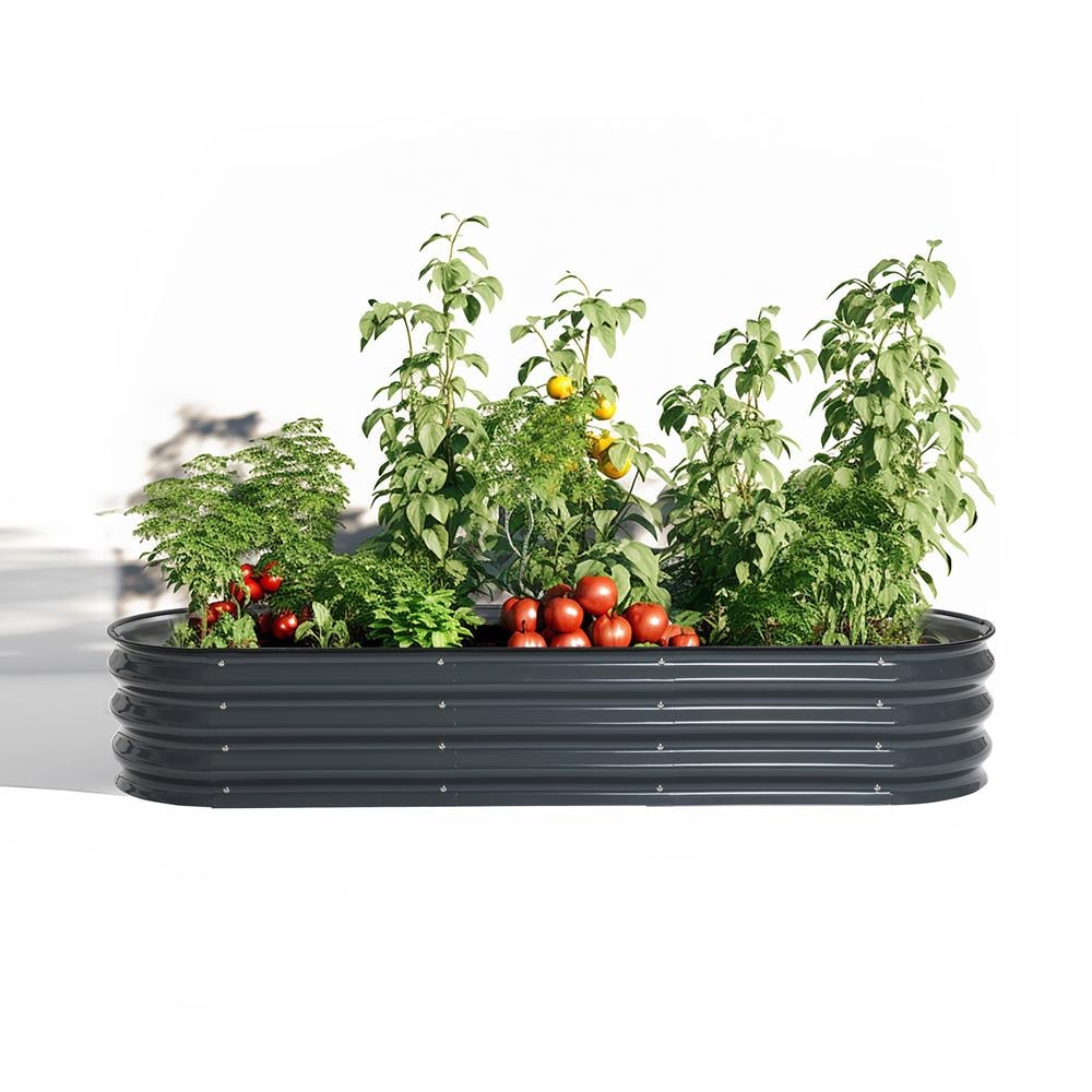 LuxenHome WHPL431-GY Rectangle 20.08-in W Medium Gray Mixed/Composite Indoor/Outdoor Planter with Drainage Holes