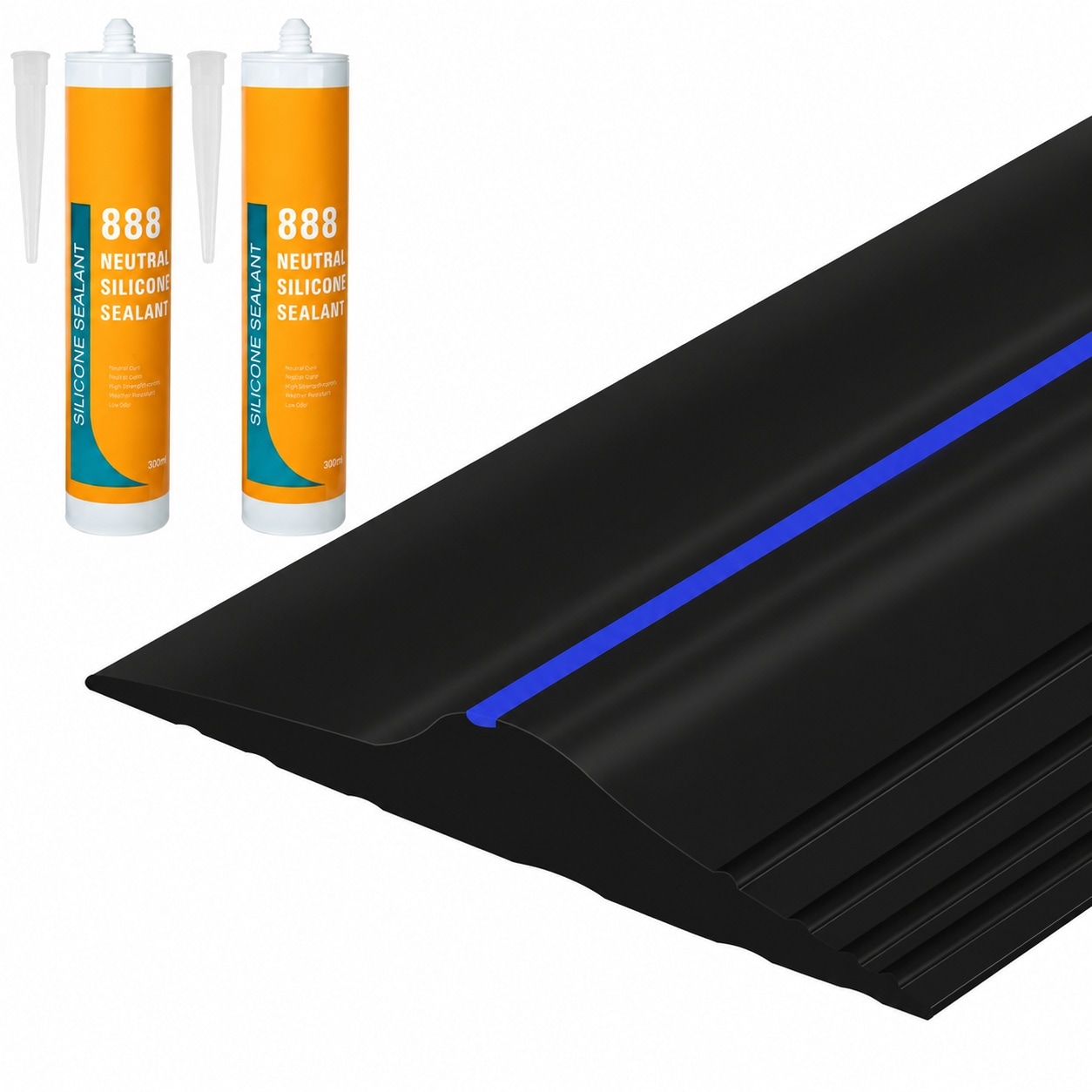 Lukvuzo  20Ft 6M Universal Garage Threshold Seal Strip with 300ml Black Sealants Adhesives Garage Door Bottom Weatherproof Strip Rubber DIY