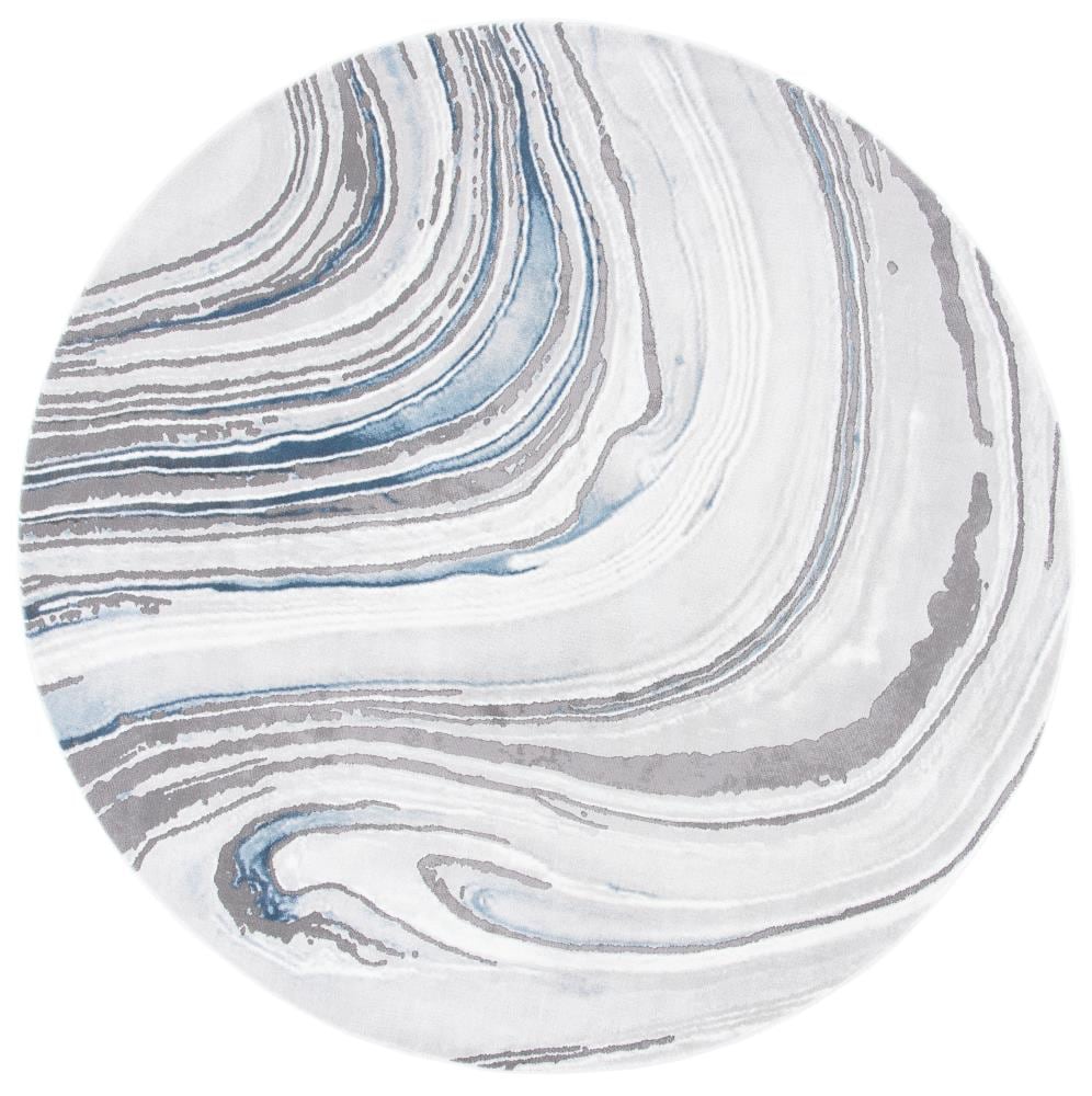 Safavieh CFT845M-7R Craft Siora 7 x 7 (ft) Loomed Polypropylene Blue/Gray Round Indoor Geode Area rug