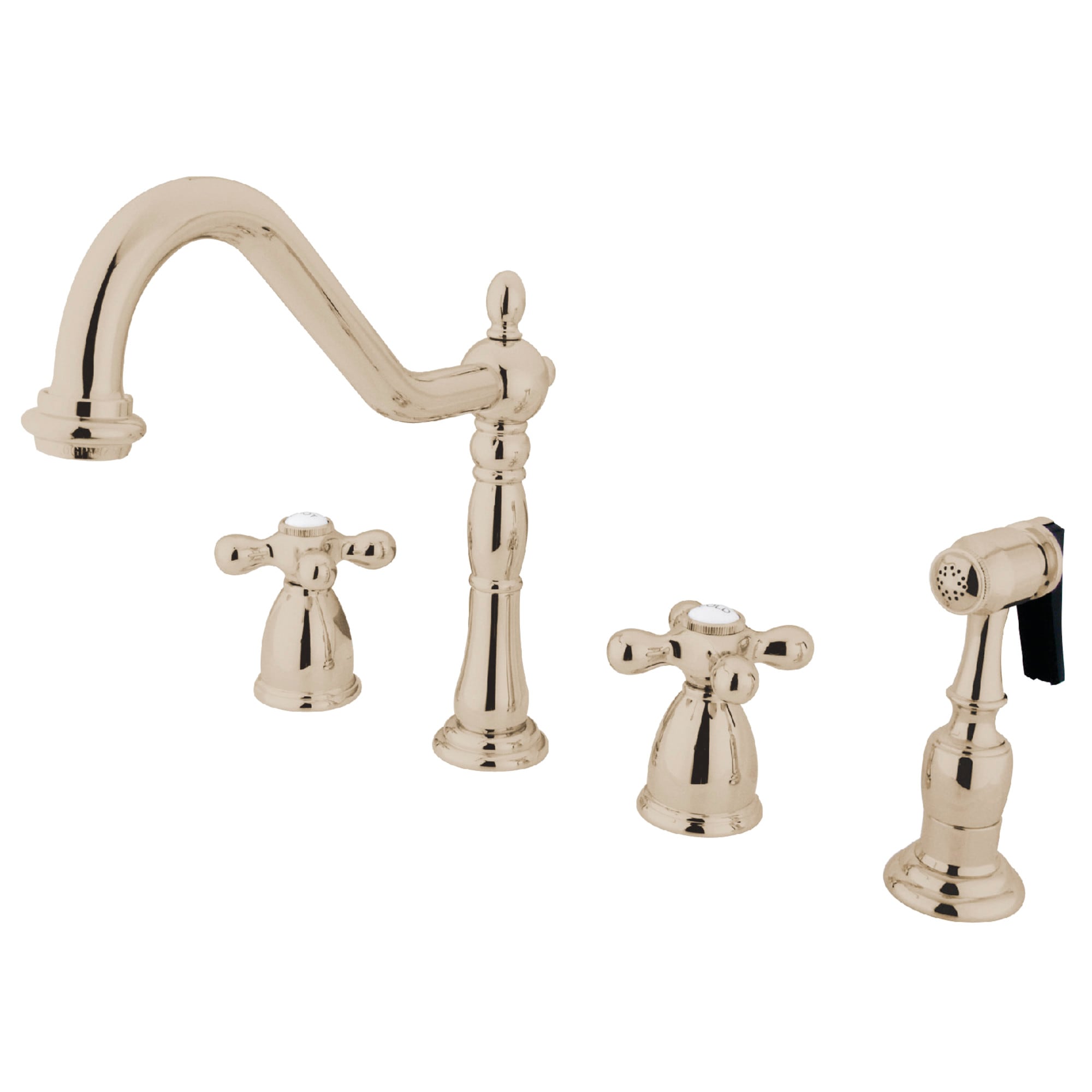 Kingston Brass WLKB1796AXBS Heritage Polished nickel Double Handle Deck-mount Kitchen Faucet with Sprayer ( Side Sprayer Included )
