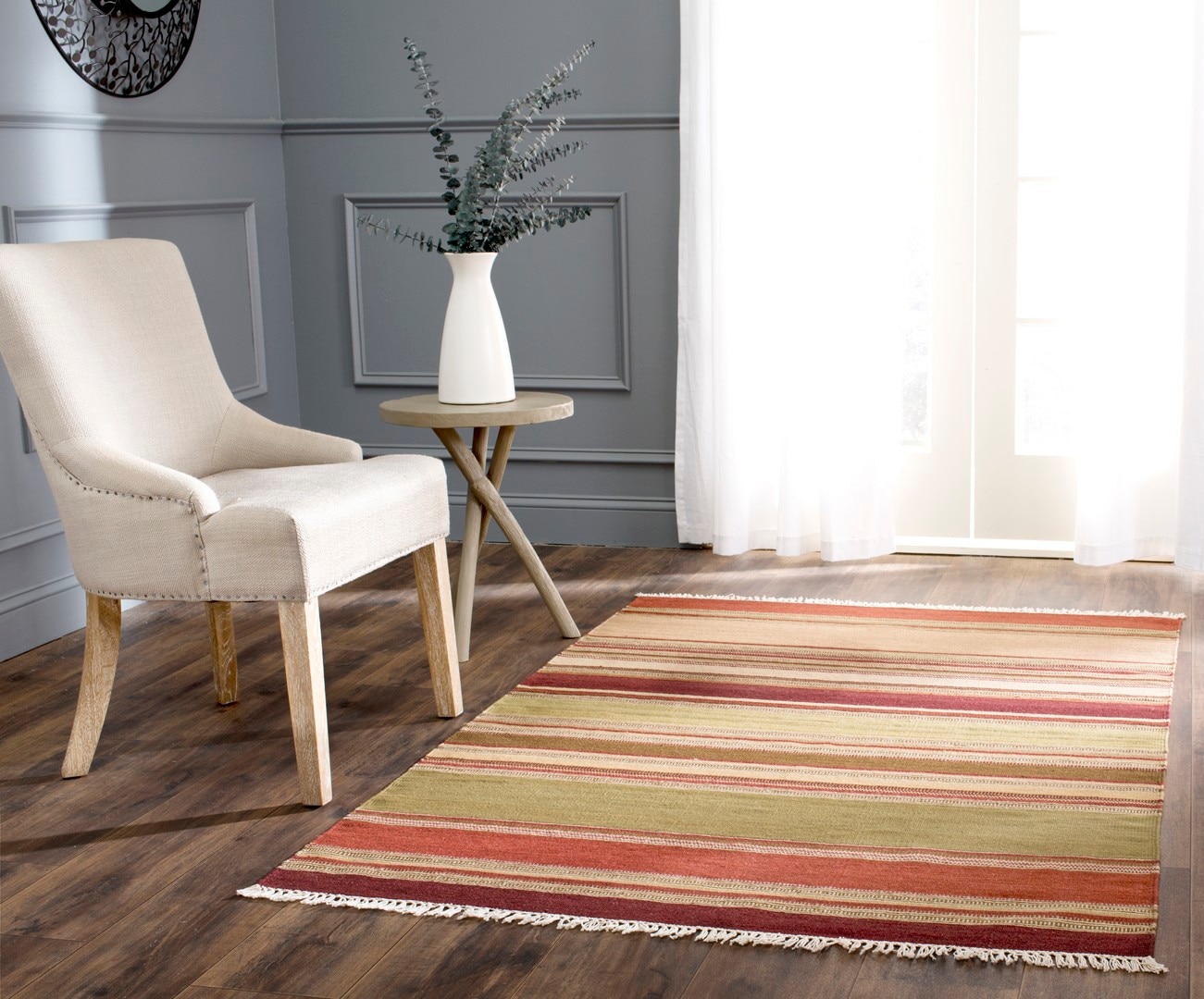 Striped Kilim 313A Red 4in x 6in Rug