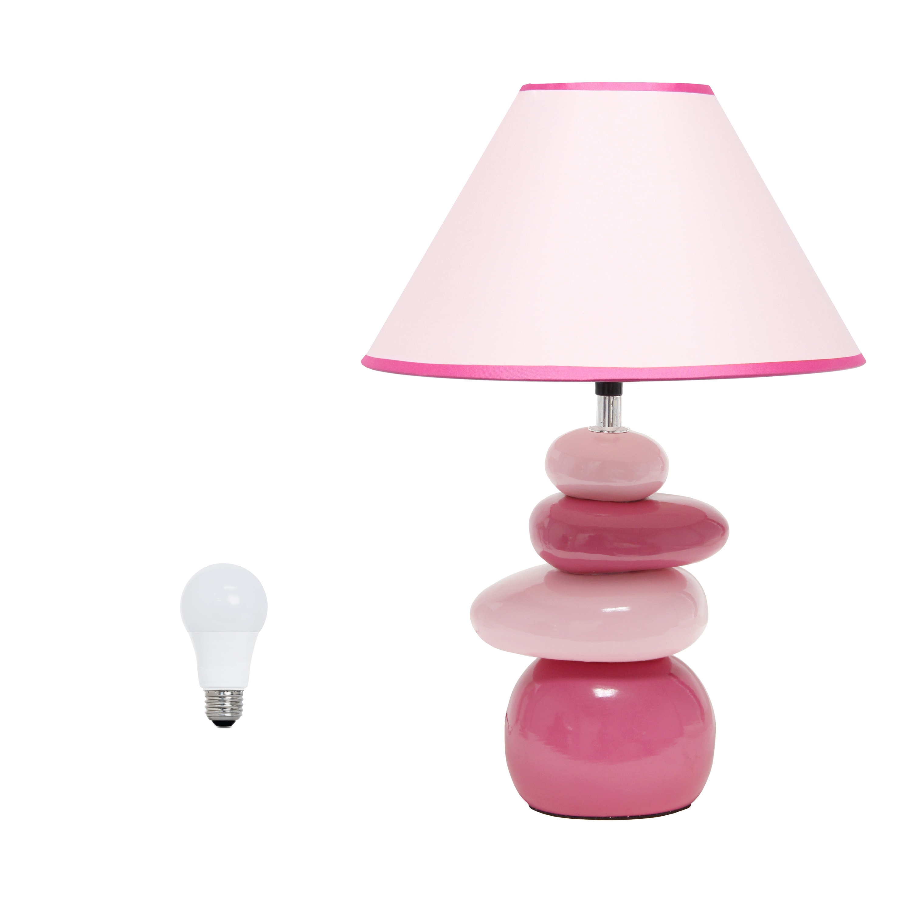 Creekwood Home CWT-2014-PN-LB Priva 17.55-in Pink/Pink Trim LED On/Off switch Table Lamp with Fabric Shade
