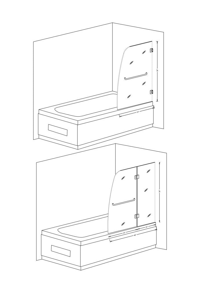 Pacific 48" x 58" Frameless Hinged Tub Door in Polished Chrome