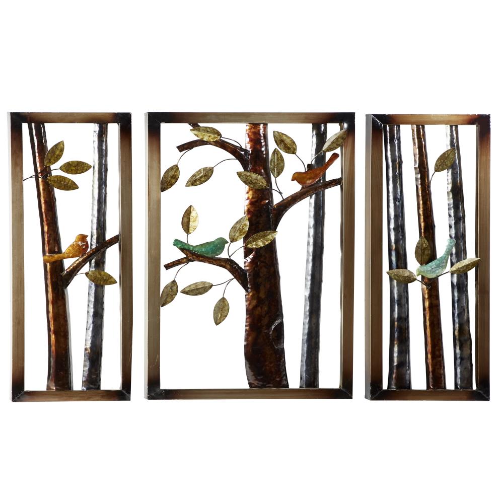 Decorative Tree Branch and Birds Wall Mounted Metal 5 Coat Hook