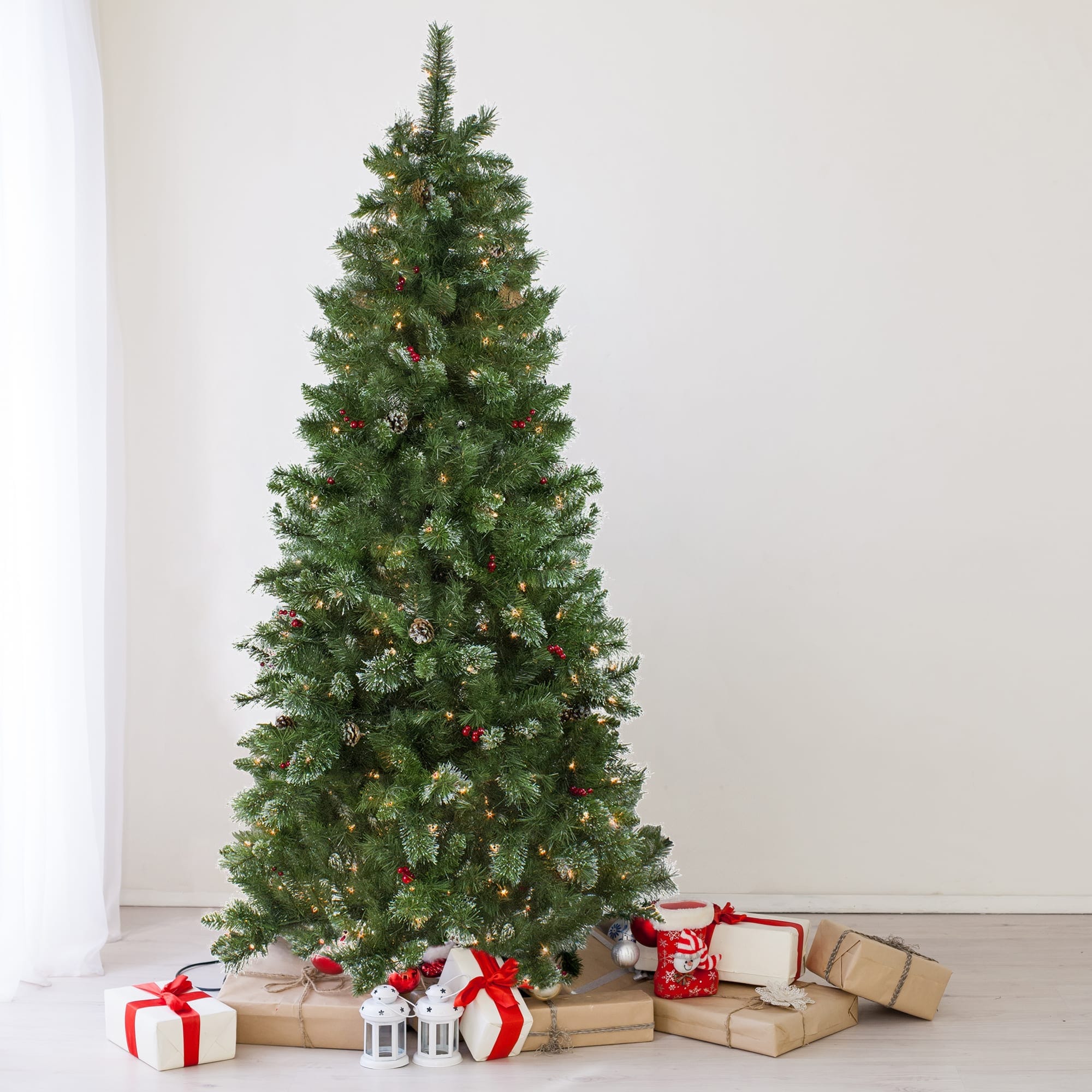 Northlight Pre-Lit Medium Frosted Mixed Pine Artificial Christmas Tree - 6.5 feet - Clear Lights