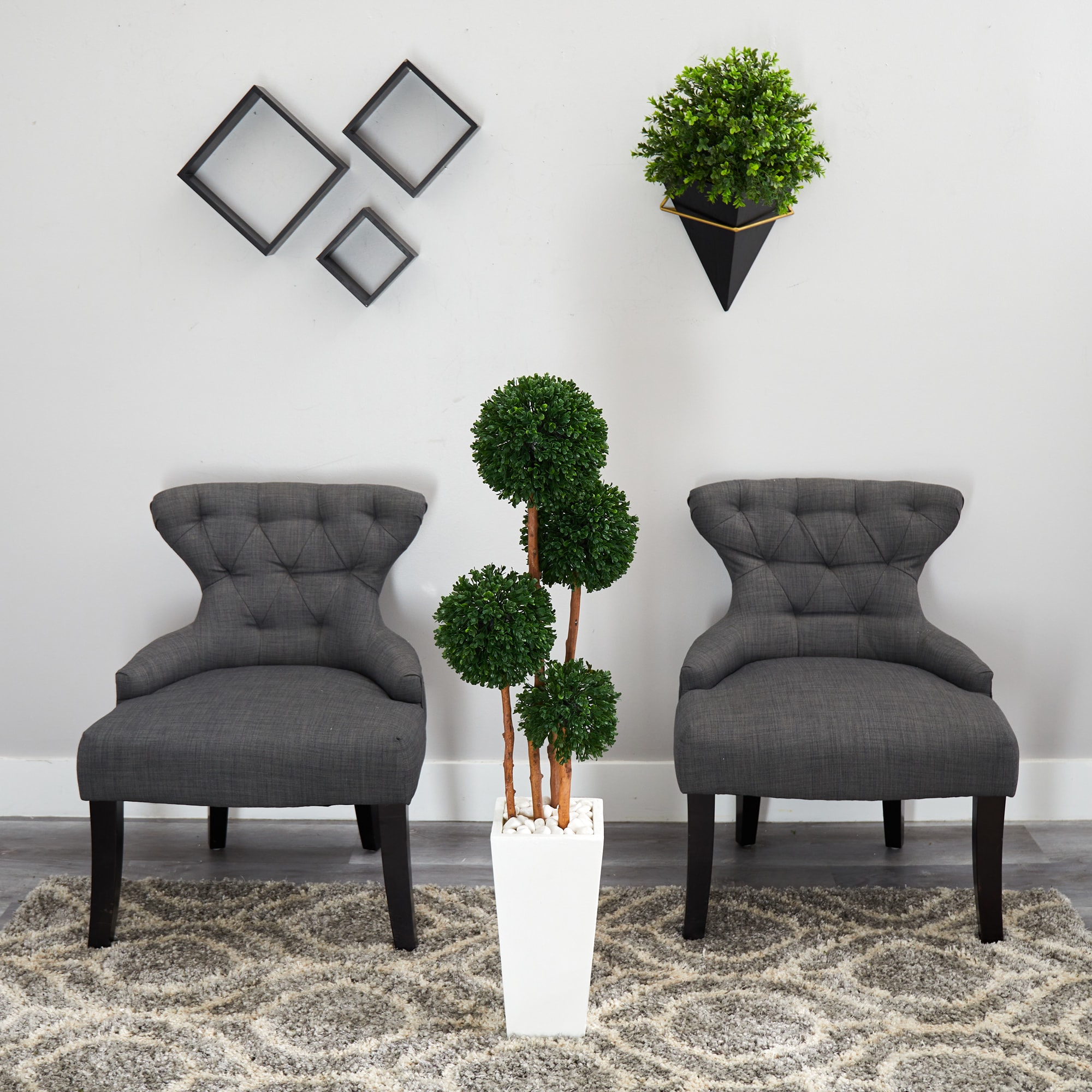 Elegant 4' UV-Resistant Boxwood Topiary in White Planter