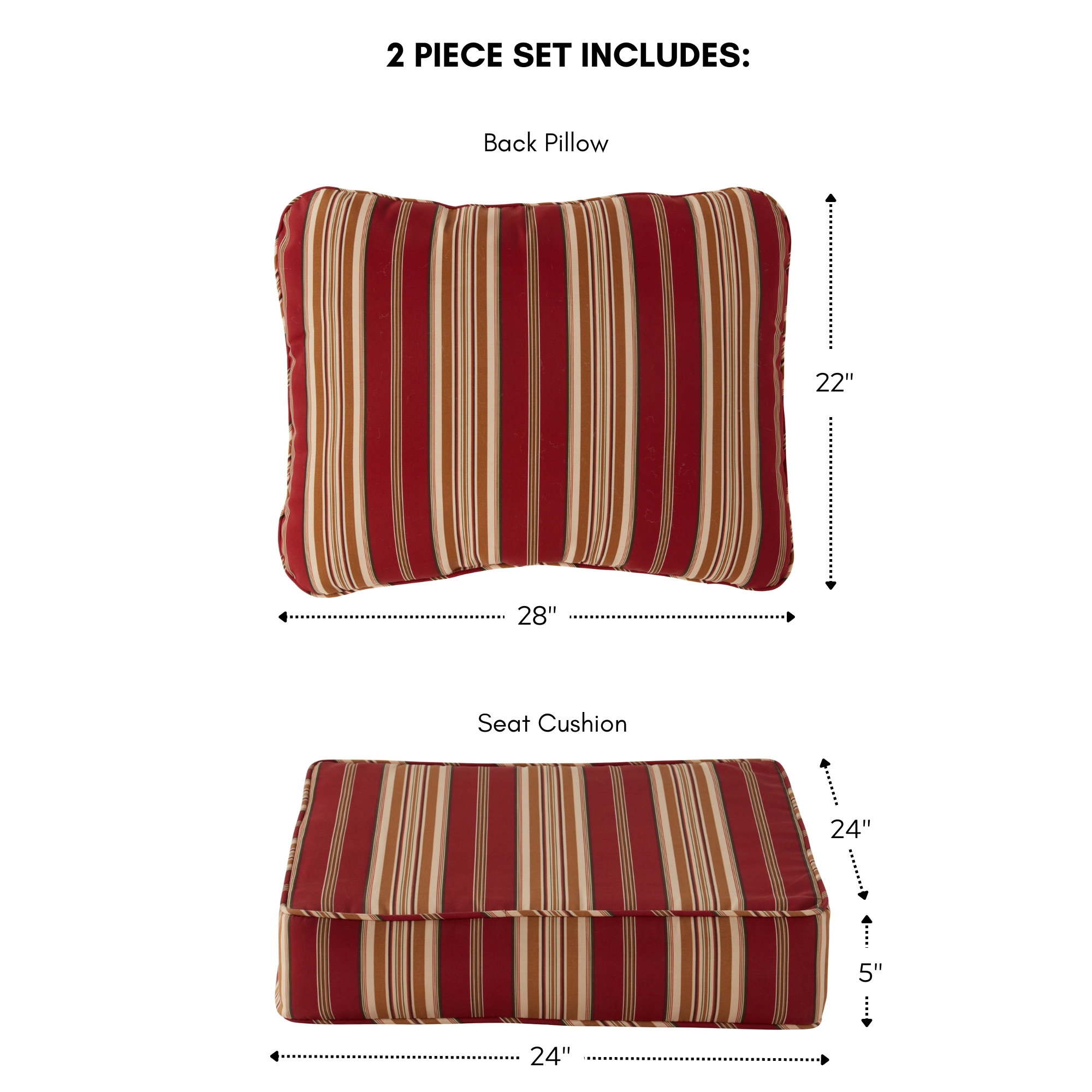 Greendale Home Fashions 24-in x 24-in 2-Piece Roma Stripe Deep Seat ...