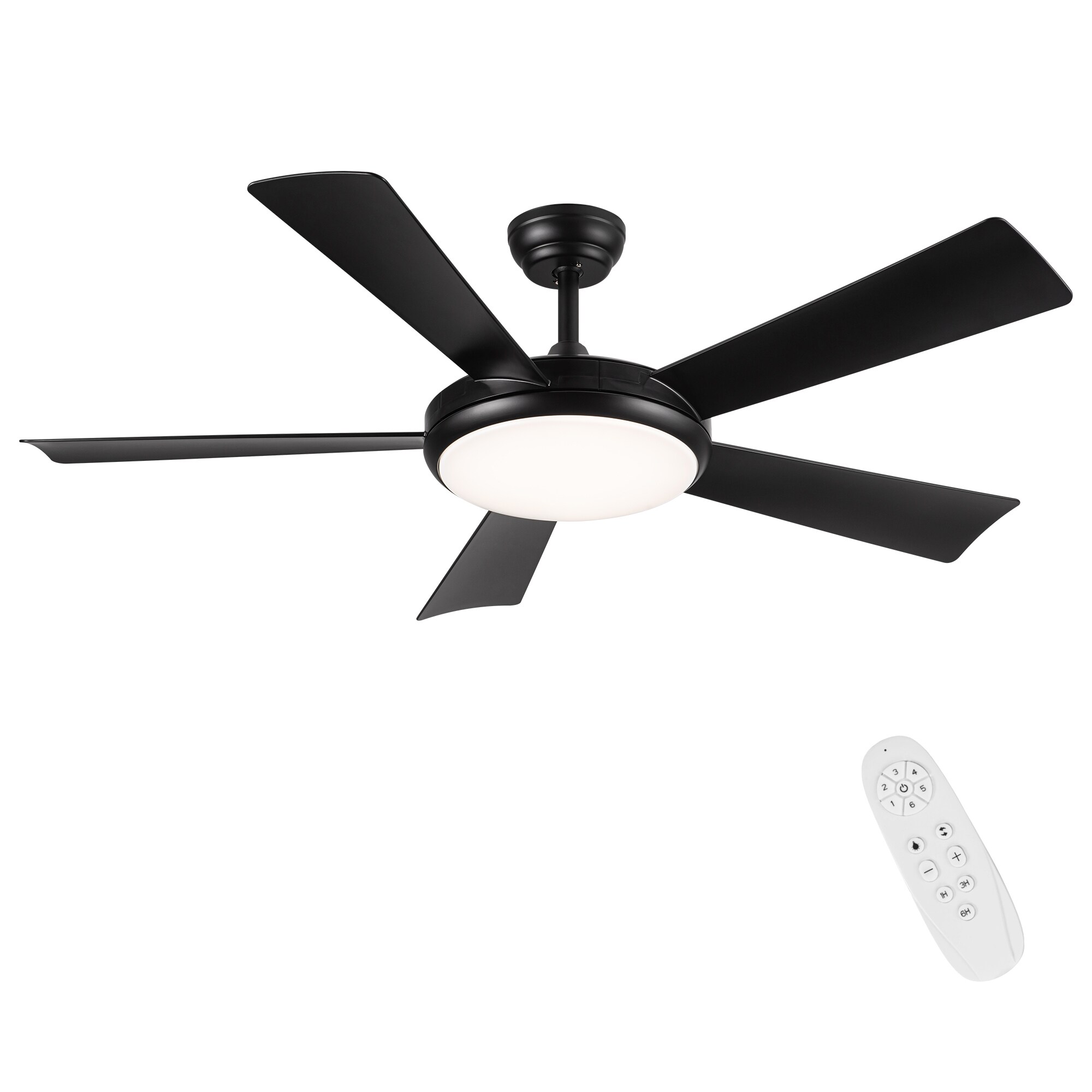 Kahomvis Ceiling Fan 48-in Black Integrated LED Indoor/Outdoor 
