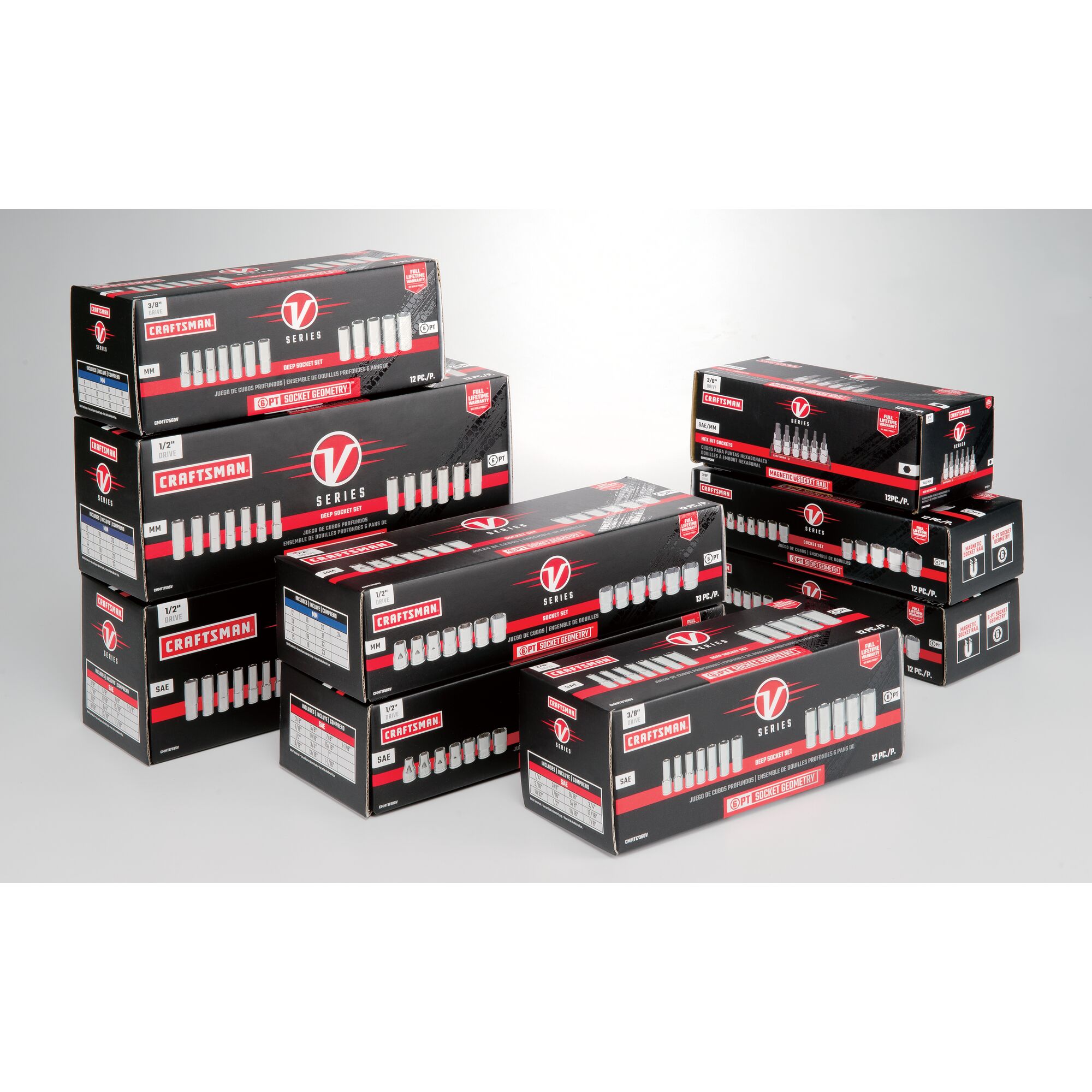 CRAFTSMAN V-Series 12-Piece Standard (SAE) 3/8-in Drive 6-point