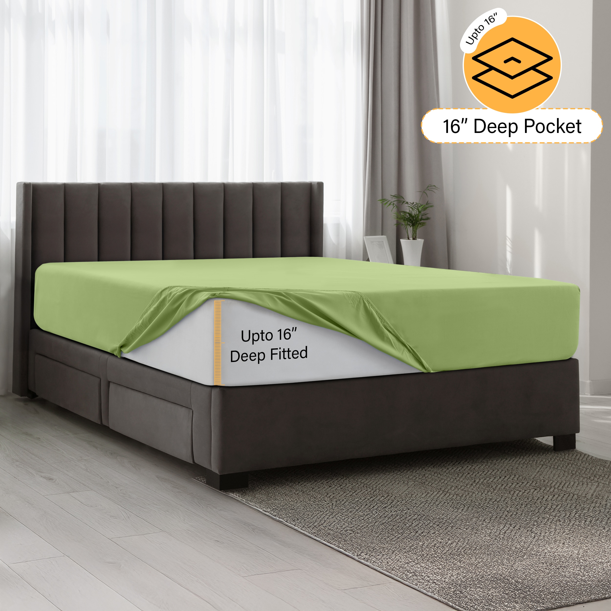 Lux Decor Collection 4PC PSHT K GRN Sheet-Sets - View #2